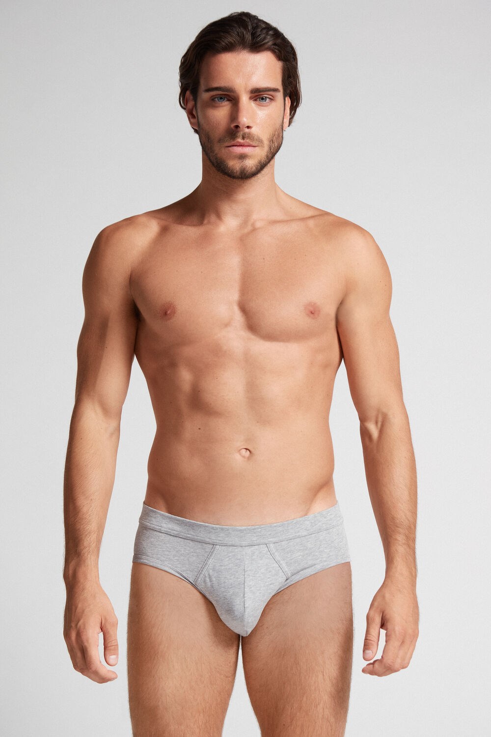 Grey - 031 - Light Heathered Grey Intimissimi Supima® Cotton Briefs | GXPQ-61087