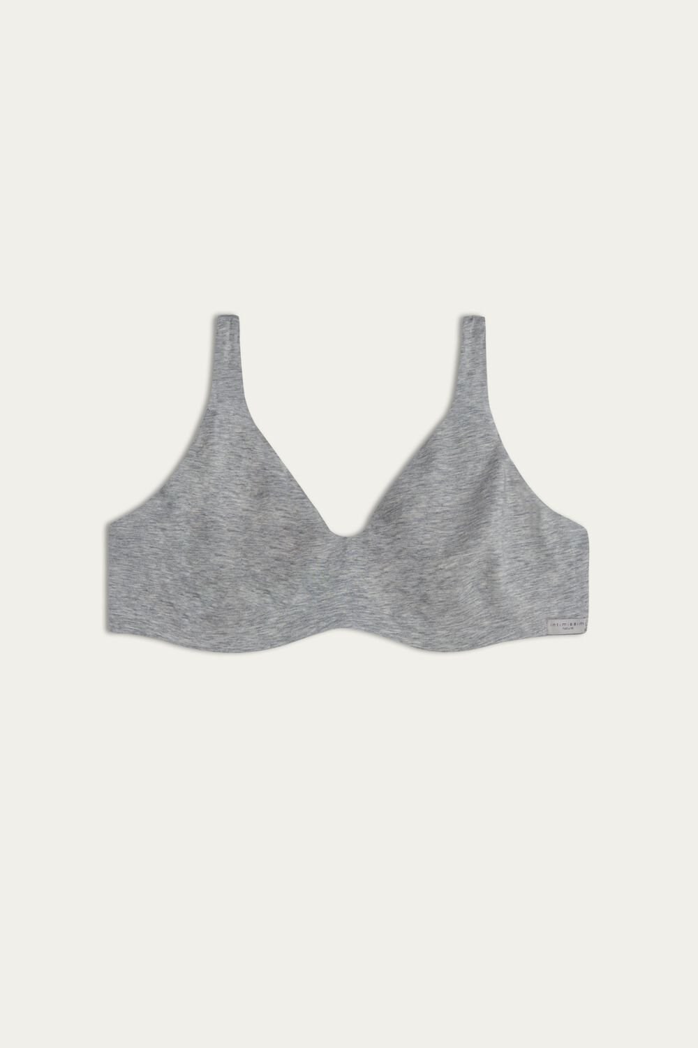 Grey - 031 - Light Heathered Grey Intimissimi Greta Balconette Bra in Cotton | HYUN-10493