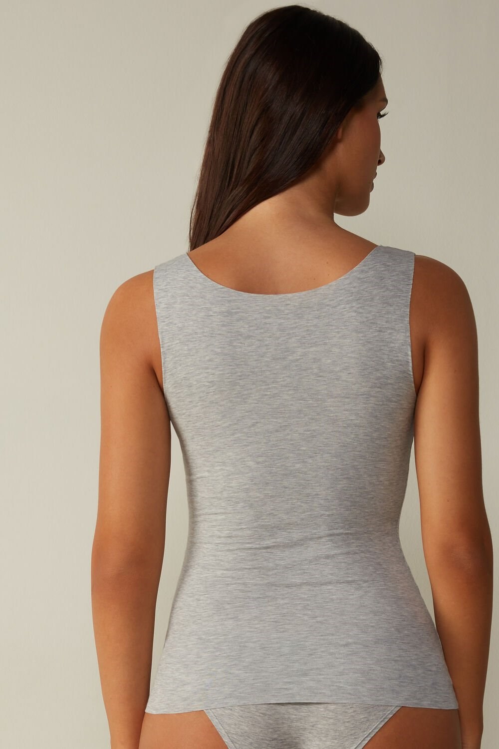 Grey - 031 - Light Heathered Grey Intimissimi Seamless Supima® Cotton Tank Top | MQBG-84905