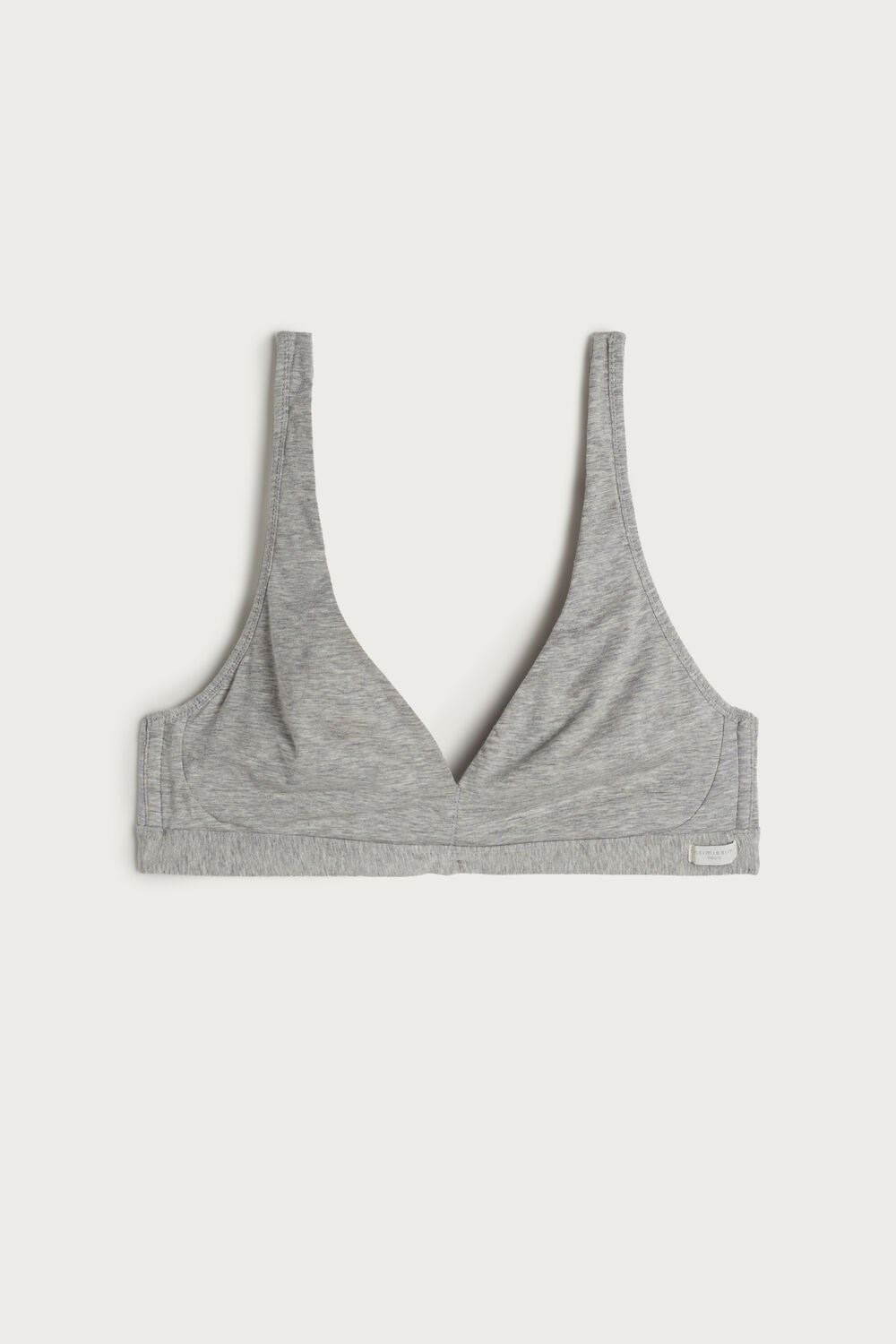 Grey - 031 - Light Heathered Grey Intimissimi Lara Cotton Triangle Bra | NUJX-74359