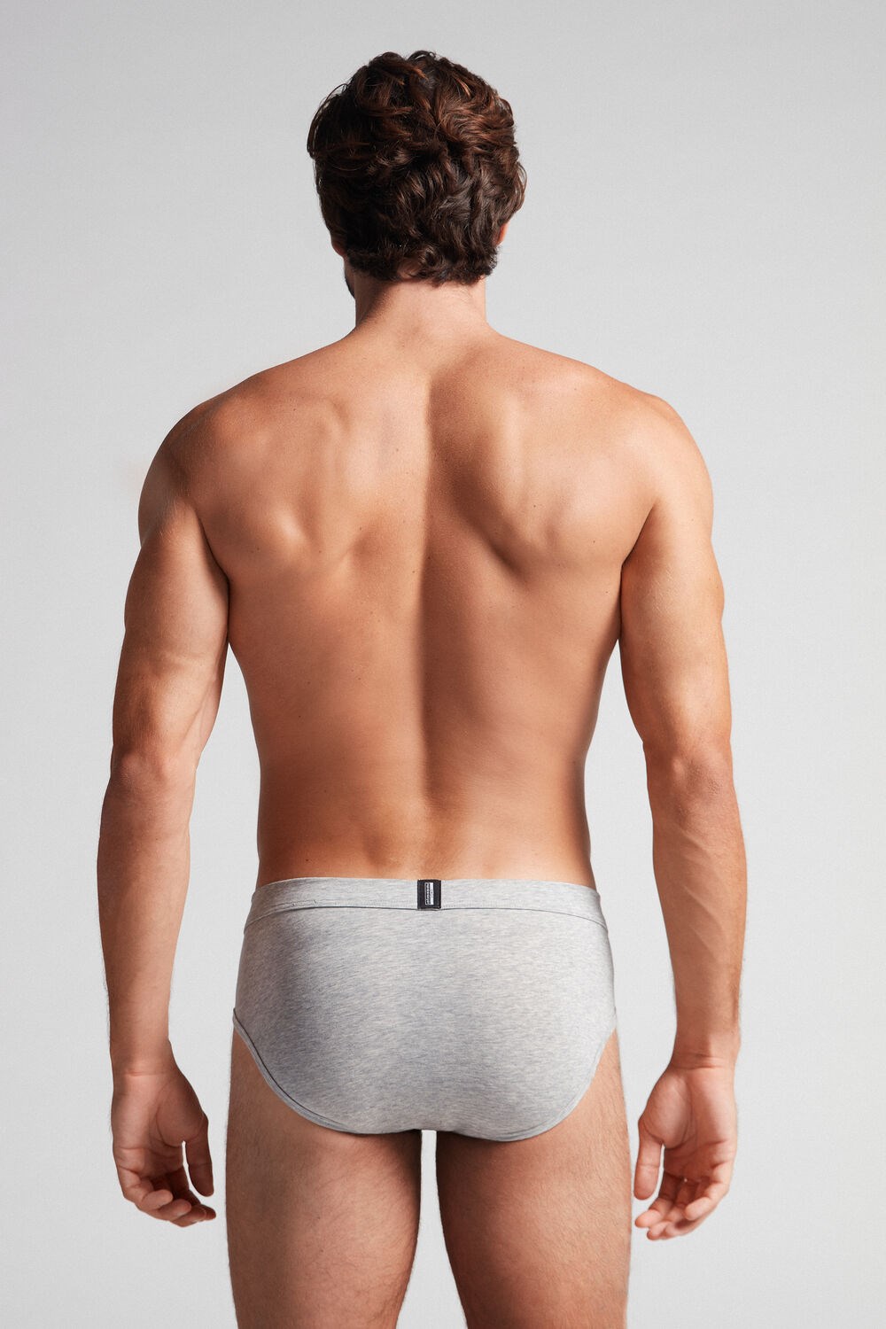 Grey - 031 - Light Heathered Grey Intimissimi Natural Fresh Supima® Cotton Briefs | QVWS-48039