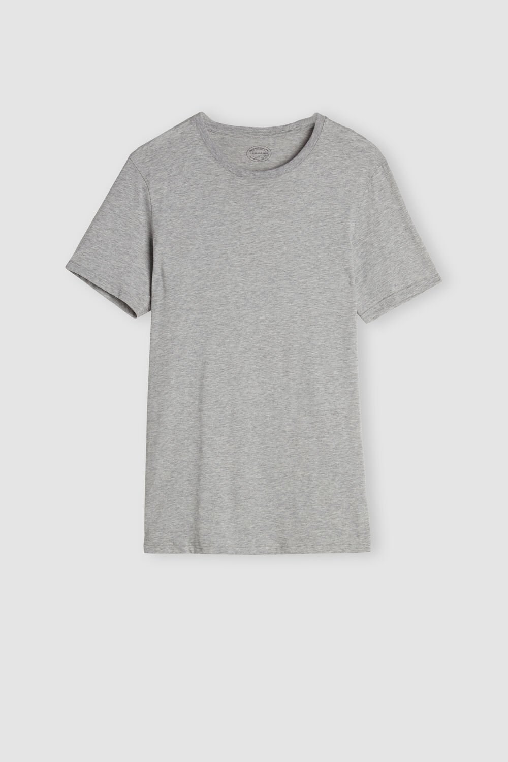 Grey - 031 - Light Heathered Grey Intimissimi Short Sleeve Crew Neck T Shirt in Supima® Cotton | QYMT-29518