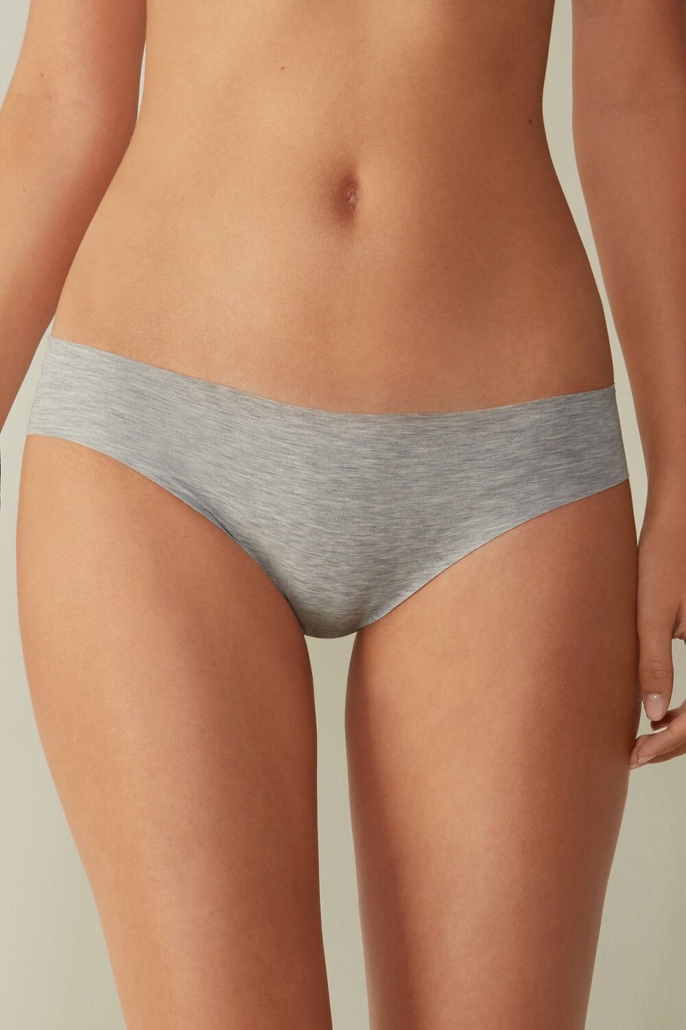 Grey - 031 - Light Heathered Grey Intimissimi Seamless Supima® Cotton Panties | RUWP-74310