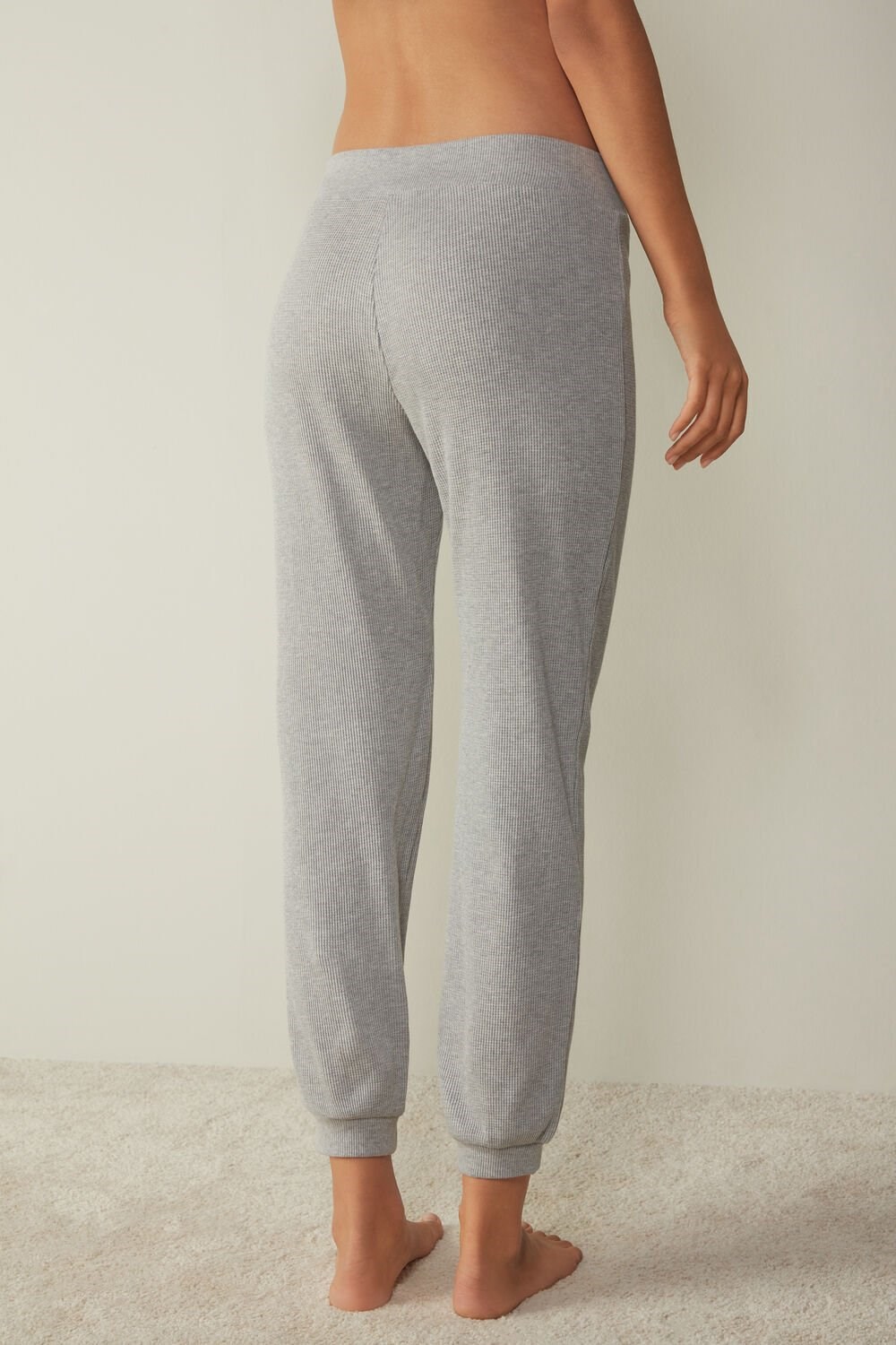 Grey - 031 - Light Heathered Grey Intimissimi Cozy Waffle Pants | UGMD-47368