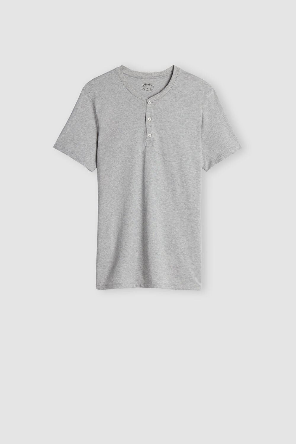 Grey - 031 - Light Heathered Grey Intimissimi Short-Sleeved Supima® Cotton Shirt | YVED-03519