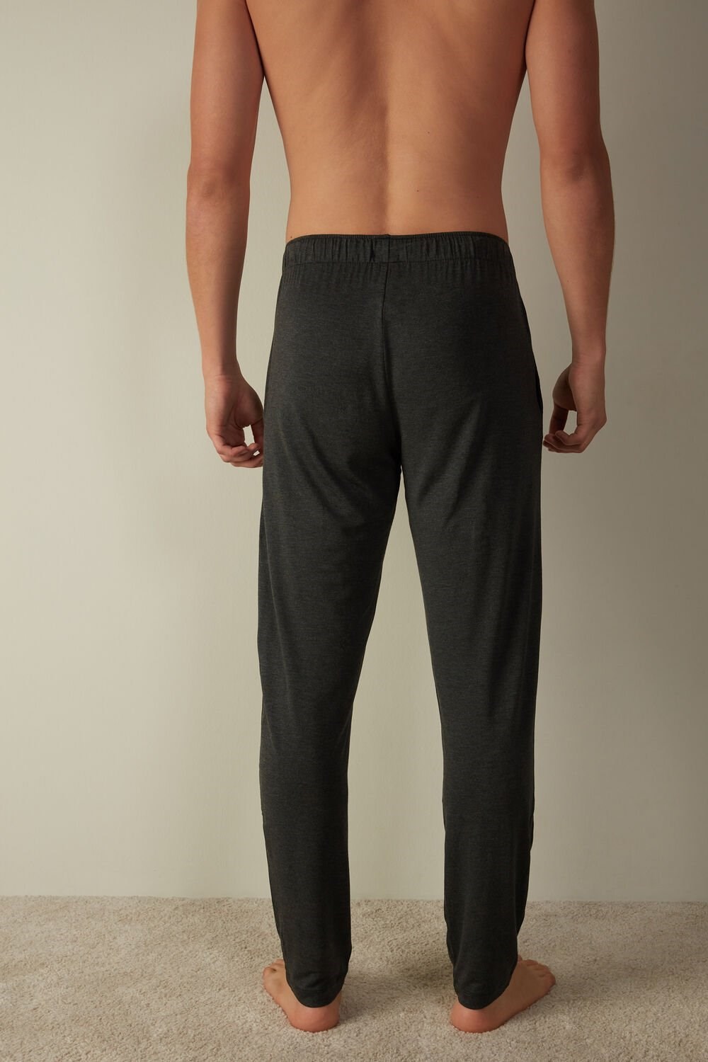 Grey - 040 - Dark Grey Blend Intimissimi Silk and Modal Trousers | LRAC-59167