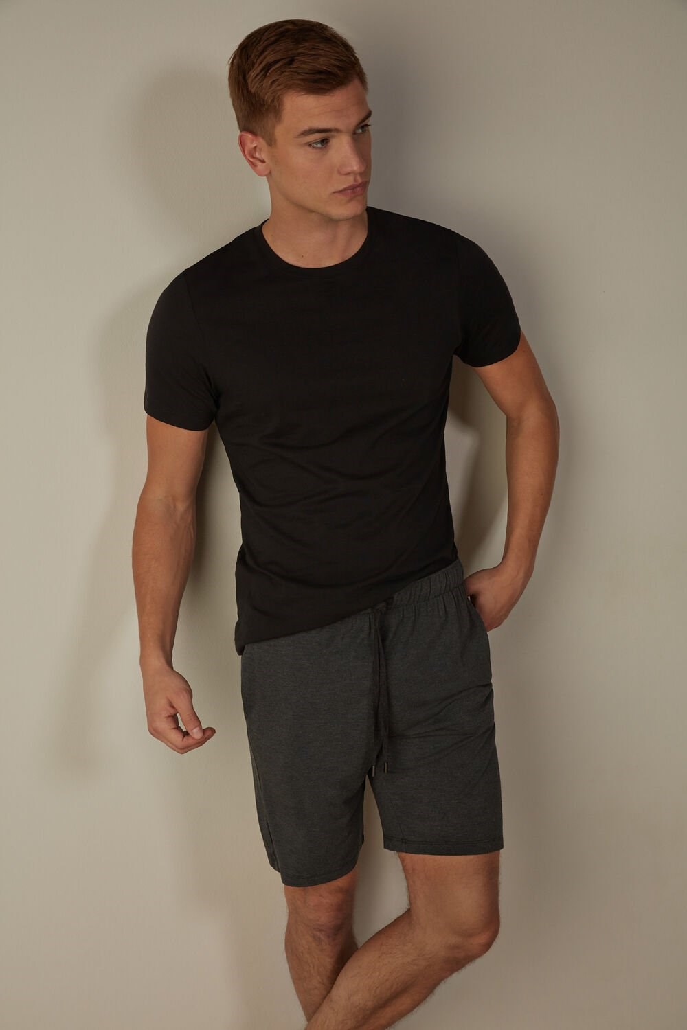 Grey - 040 - Dark Grey Blend Intimissimi Silk and Modal Shorts | RQBS-98367