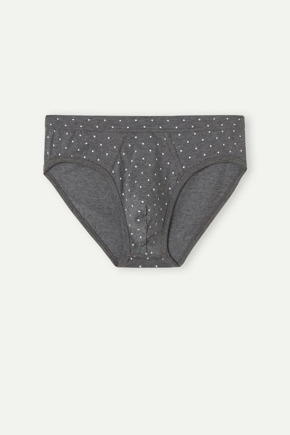 Grey - 063j - Graphite Grey Heather Dot Print Intimissimi Dotted Briefs in Stretch Supima® Cotton | NYKA-43682