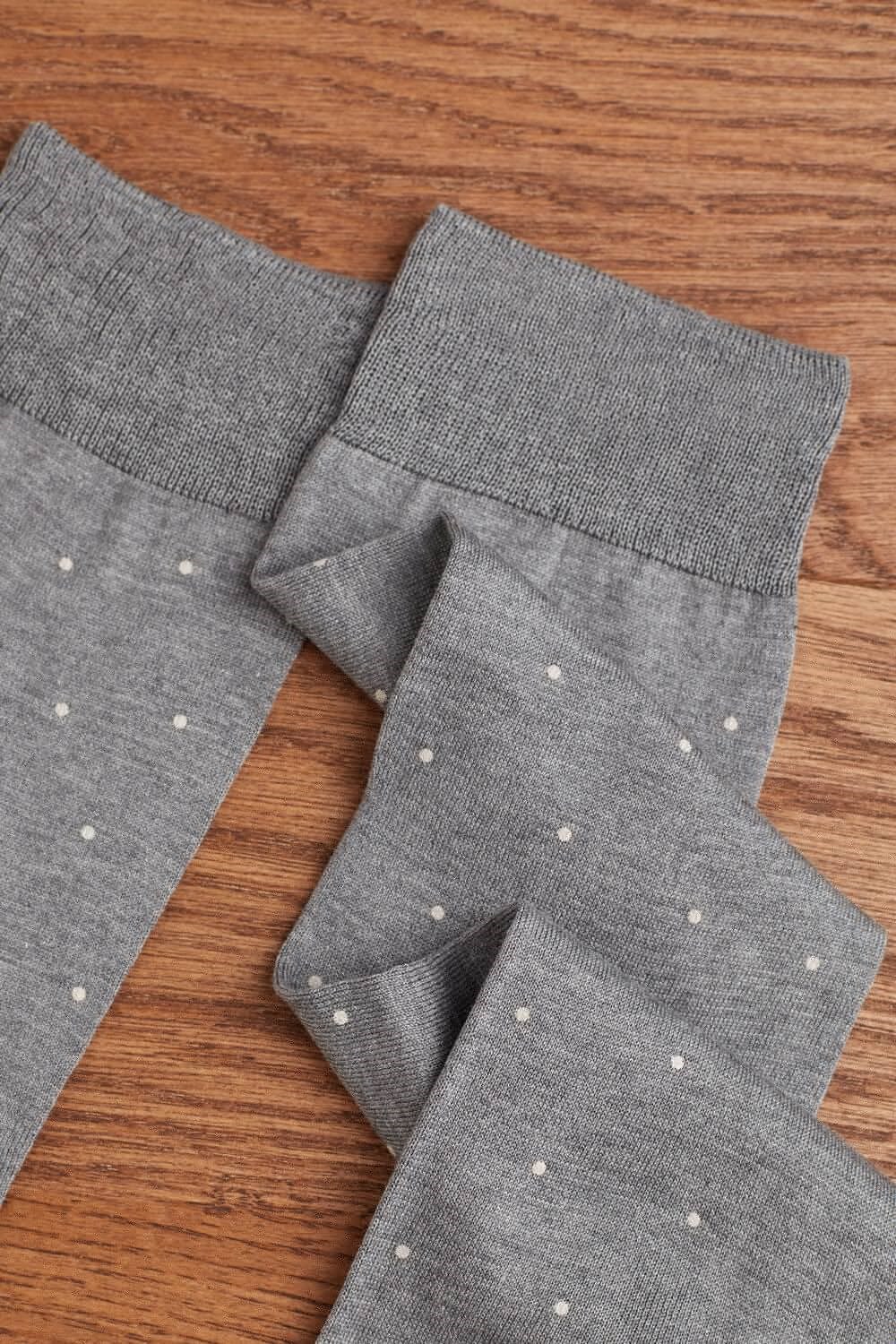 Grey - 063j - Graphite Grey Heather Dot Print Intimissimi Men’s Short Socks in Patterned Lisle Cotton | QIVC-14593