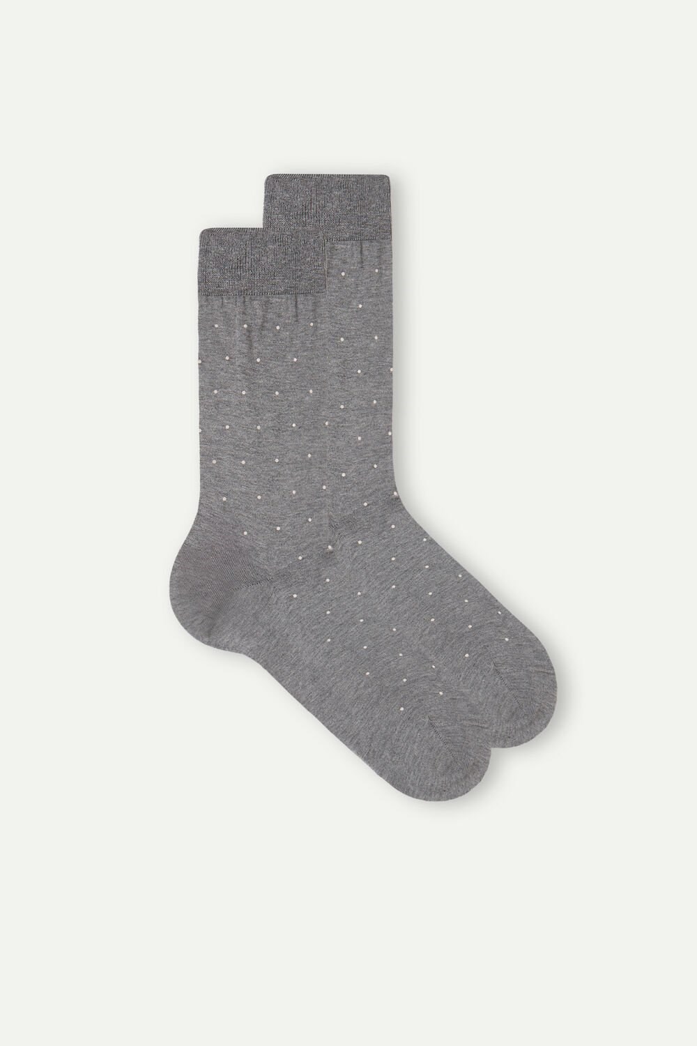 Grey - 063j - Graphite Grey Heather Dot Print Intimissimi Men’s Short Socks in Patterned Lisle Cotton | QIVC-14593