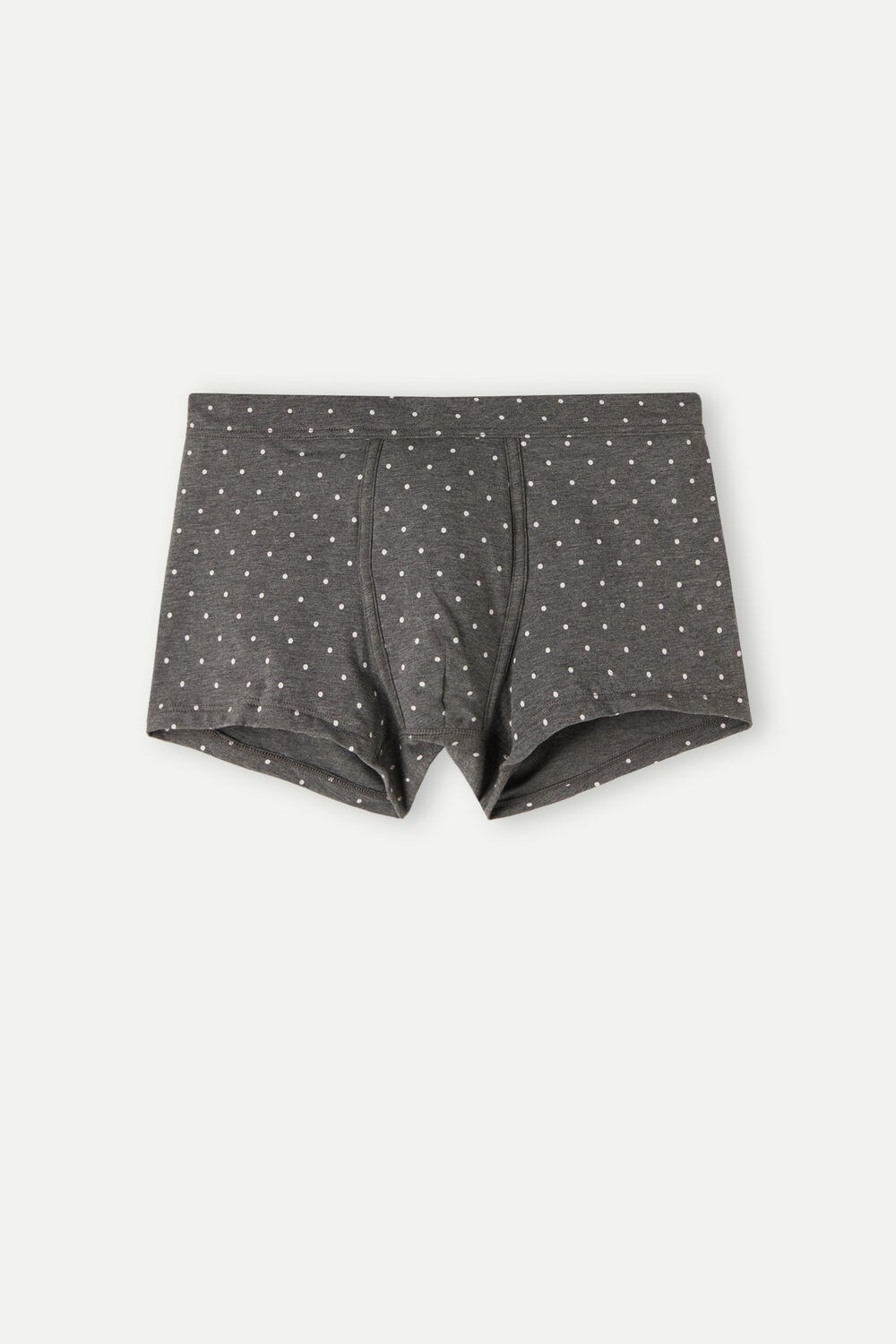 Grey - 063j - Graphite Grey Heather Dot Print Intimissimi Dotted Boxers in Stretch Supima® Cotton | VIEK-01378