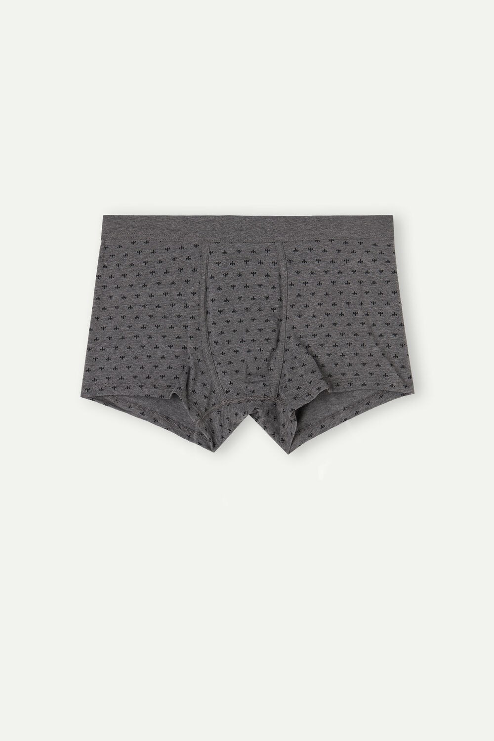 Grey - 068j - Graphite Grey Heather Lily Print Intimissimi Lily Boxers in Stretch Supima® Cotton | FDTR-51297