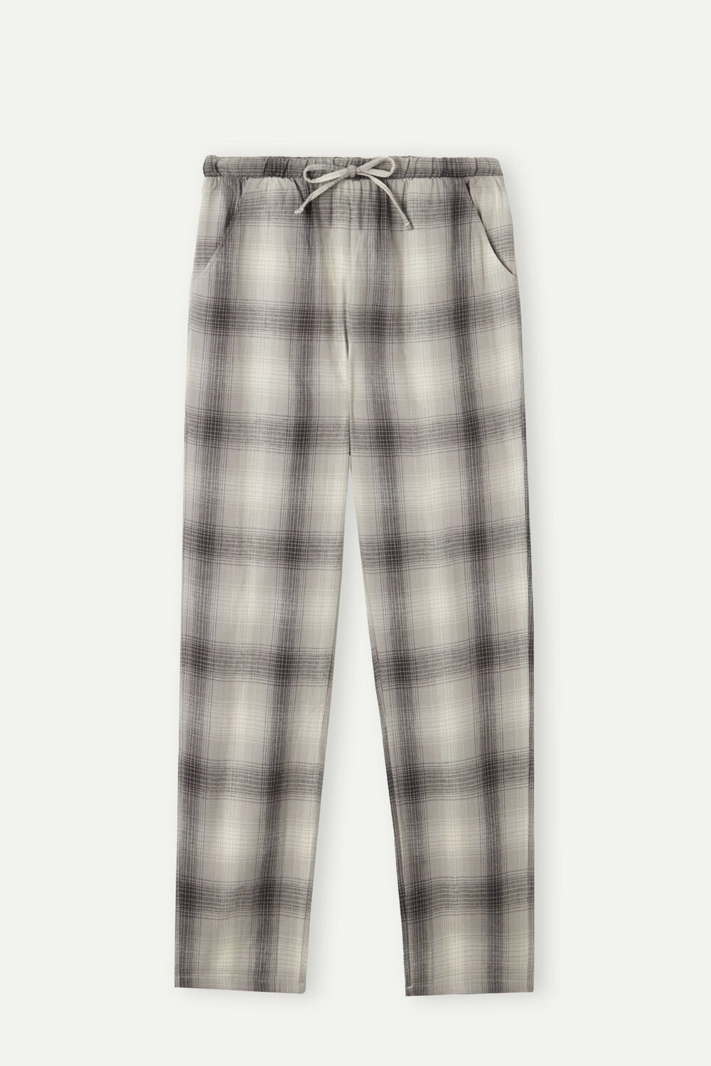 Grey - 149j - Grey / Creamy White Check Print Intimissimi Warm Cuddles Pants in Brushed Cloth | UHXP-23698