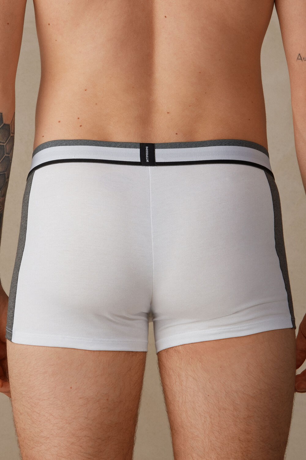 Grey - 384i - White / Graphite Blend Intimissimi Two-tone Boxers in Stretch Supima® Cotton | CZKA-95602