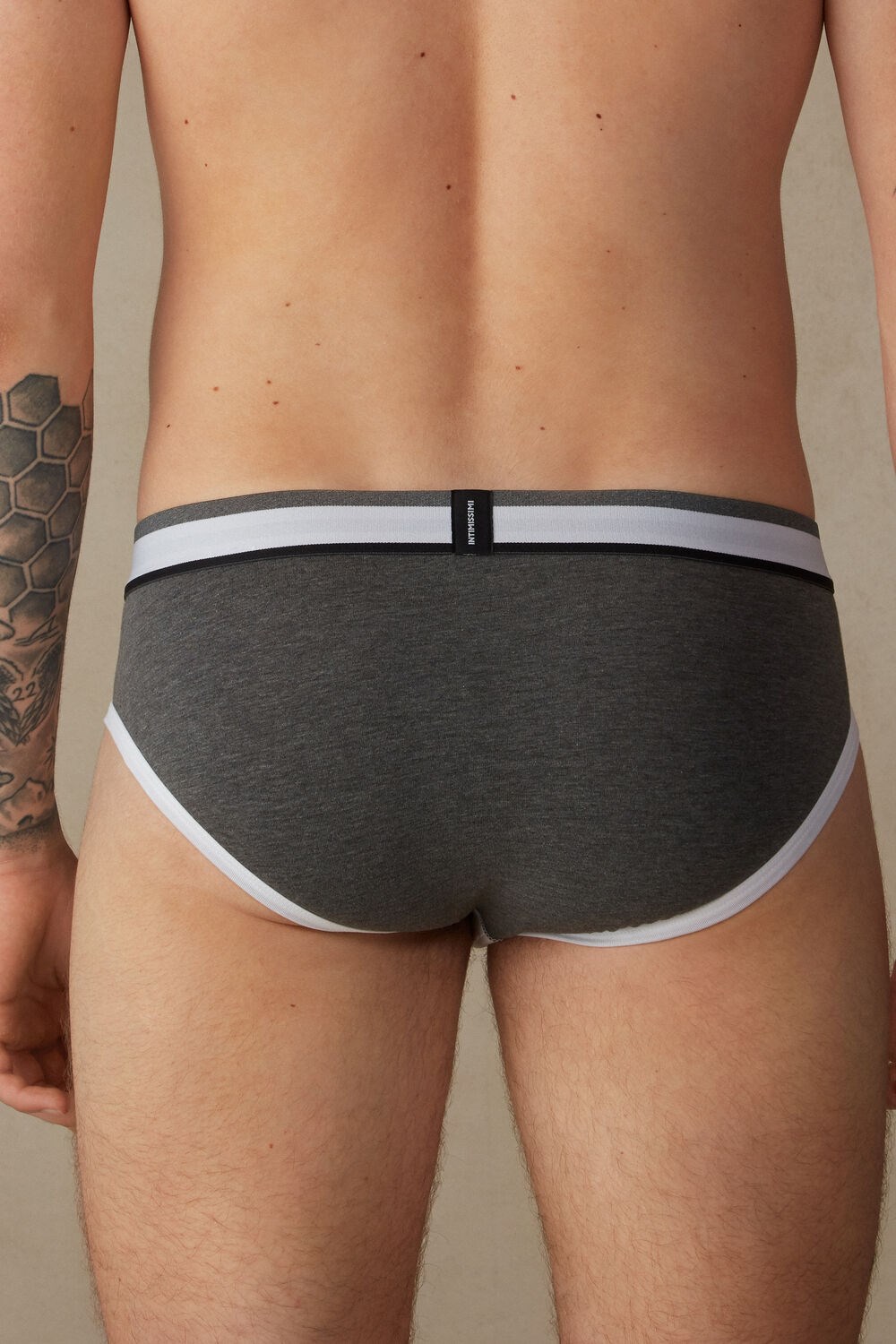 Grey - 384i - White / Graphite Blend Intimissimi Two-Tone Stretch Supima® Cotton Briefs | RDFV-98715