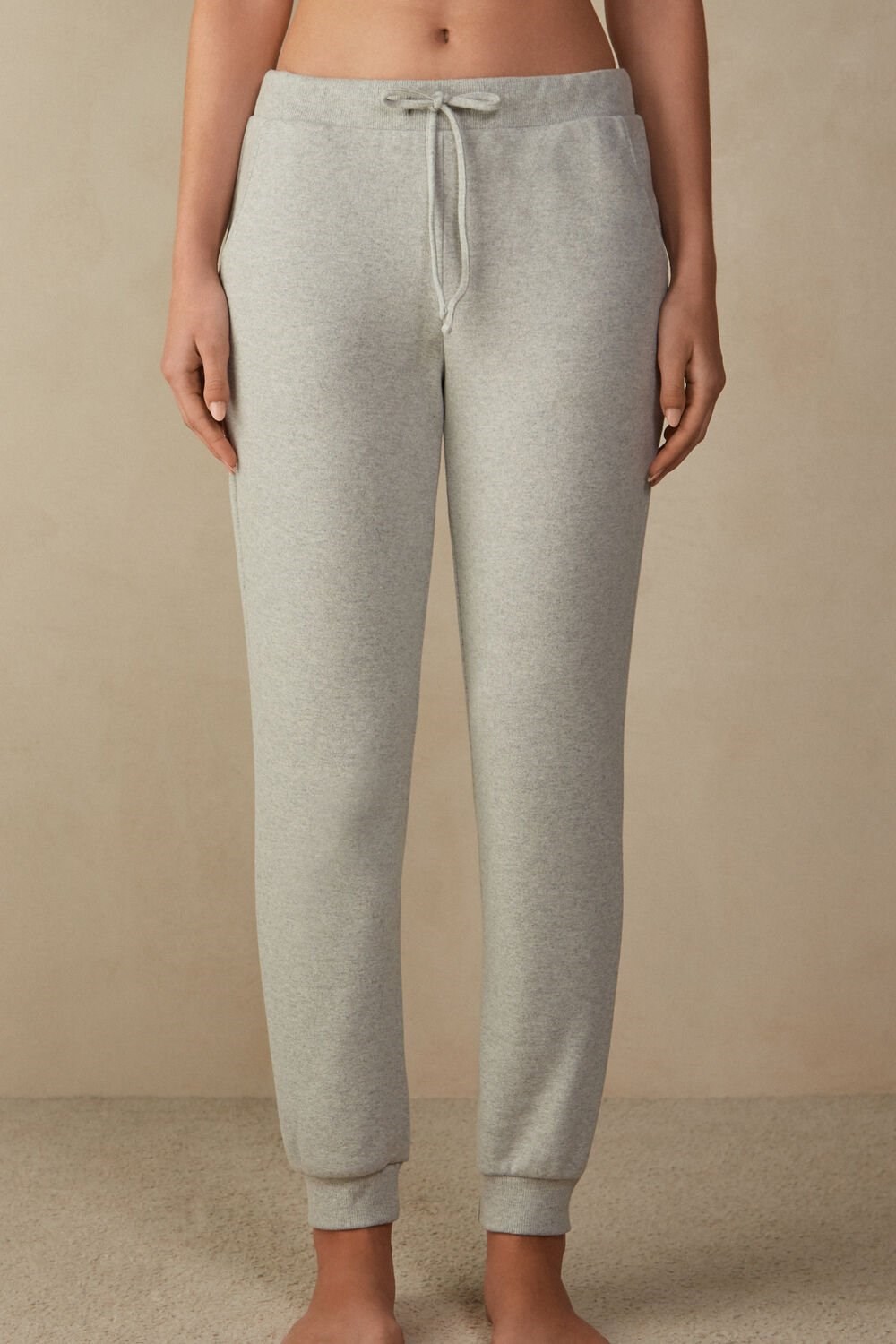 Grey - 5349 - Heathered Grey Intimissimi Warm Cuddles Full Length Cuffed Pants | VJZA-40396