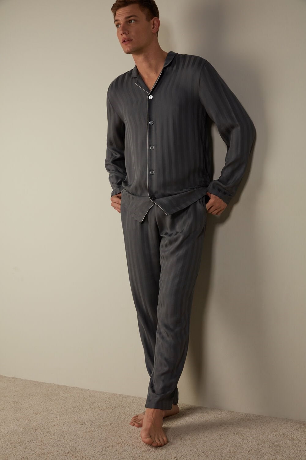 Grey - 816i - Gray Intimissimi Modal Pajama Set | SHGZ-89507