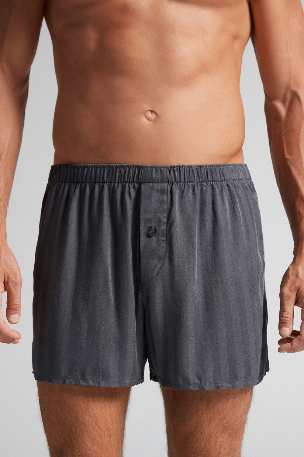 Grey - 816i - Gray Intimissimi Woven Modal Boxers | IERD-92574