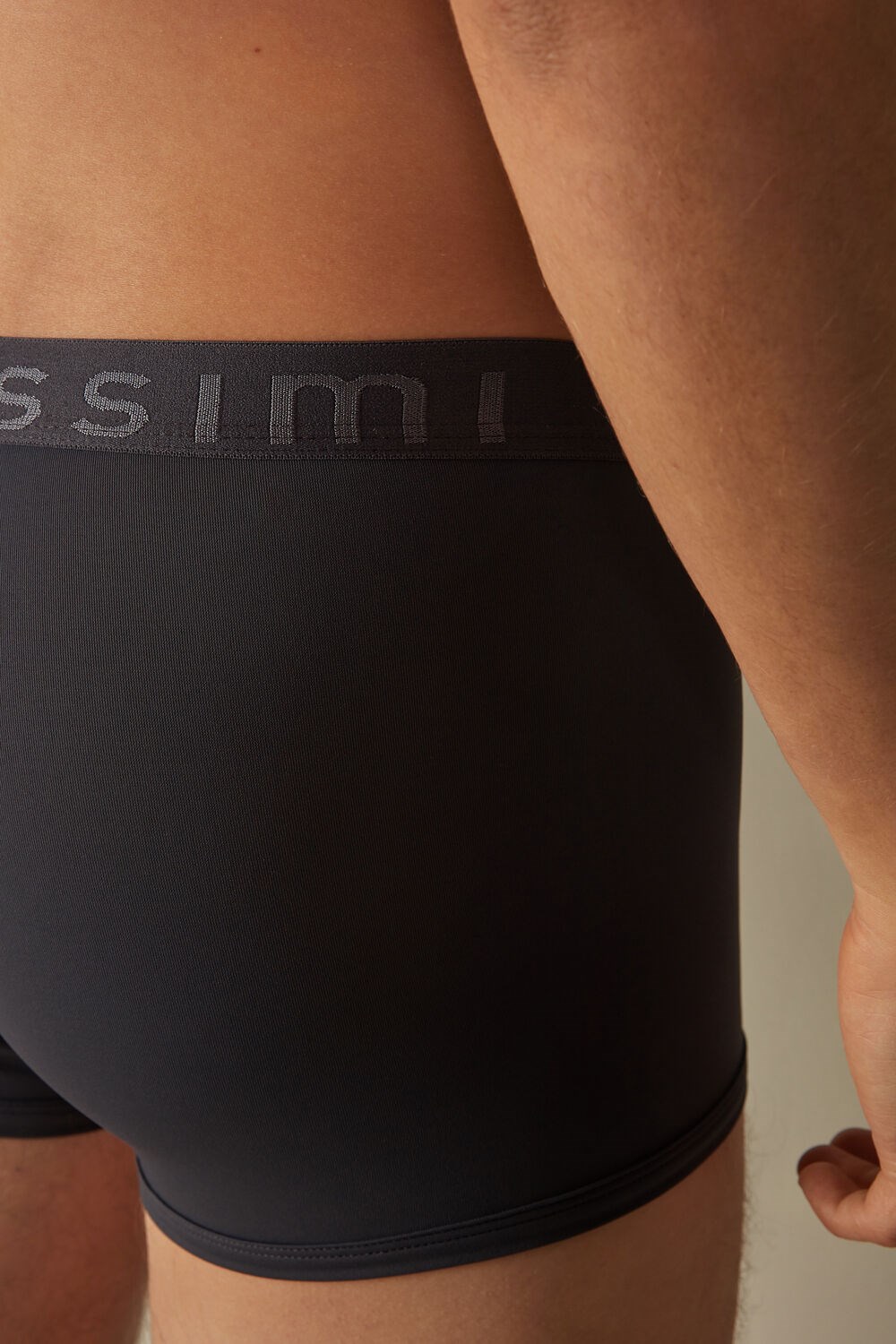 Grey - 9963 - Soot Grey Intimissimi Microfiber Logo Boxer Shorts | NRYM-15428