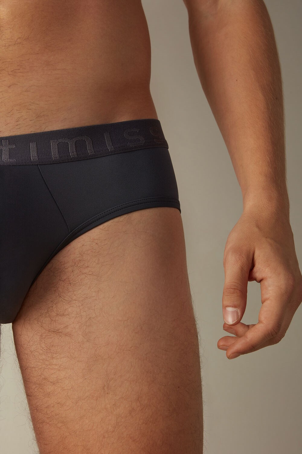 Grey - 9963 - Soot Grey Intimissimi Microfiber Briefs with Logo Detail | PWFO-03792