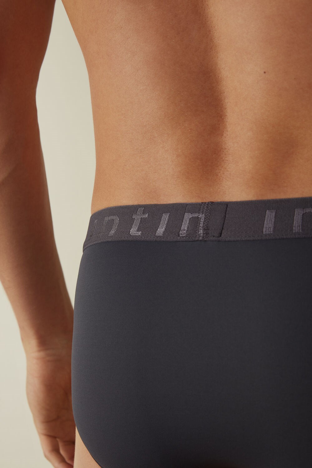 Grey - 9963 - Soot Grey Intimissimi Microfiber Briefs with Logo Detail | PWFO-03792