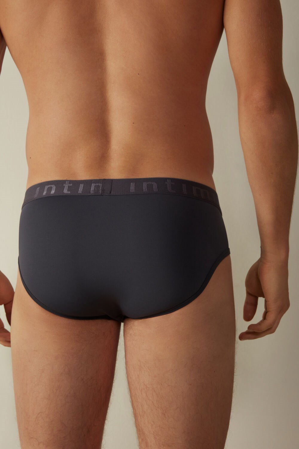 Grey - 9963 - Soot Grey Intimissimi Microfiber Briefs with Logo Detail | PWFO-03792