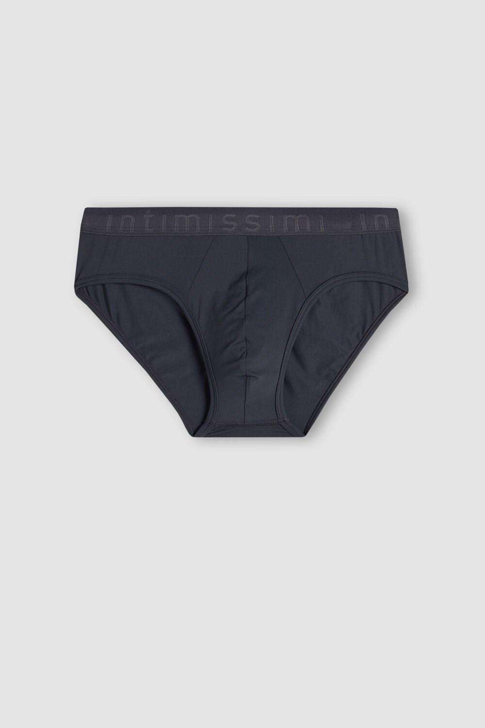 Grey - 9963 - Soot Grey Intimissimi Microfiber Briefs with Logo Detail | PWFO-03792