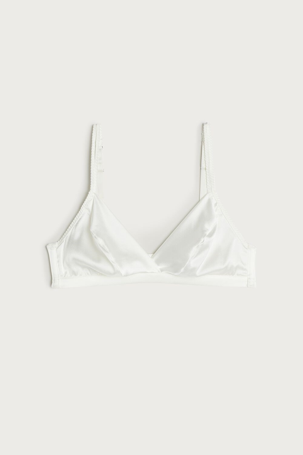 Ivory - 2127 - Talc White Intimissimi Emma Silk Triangle Bra | ENGM-38169