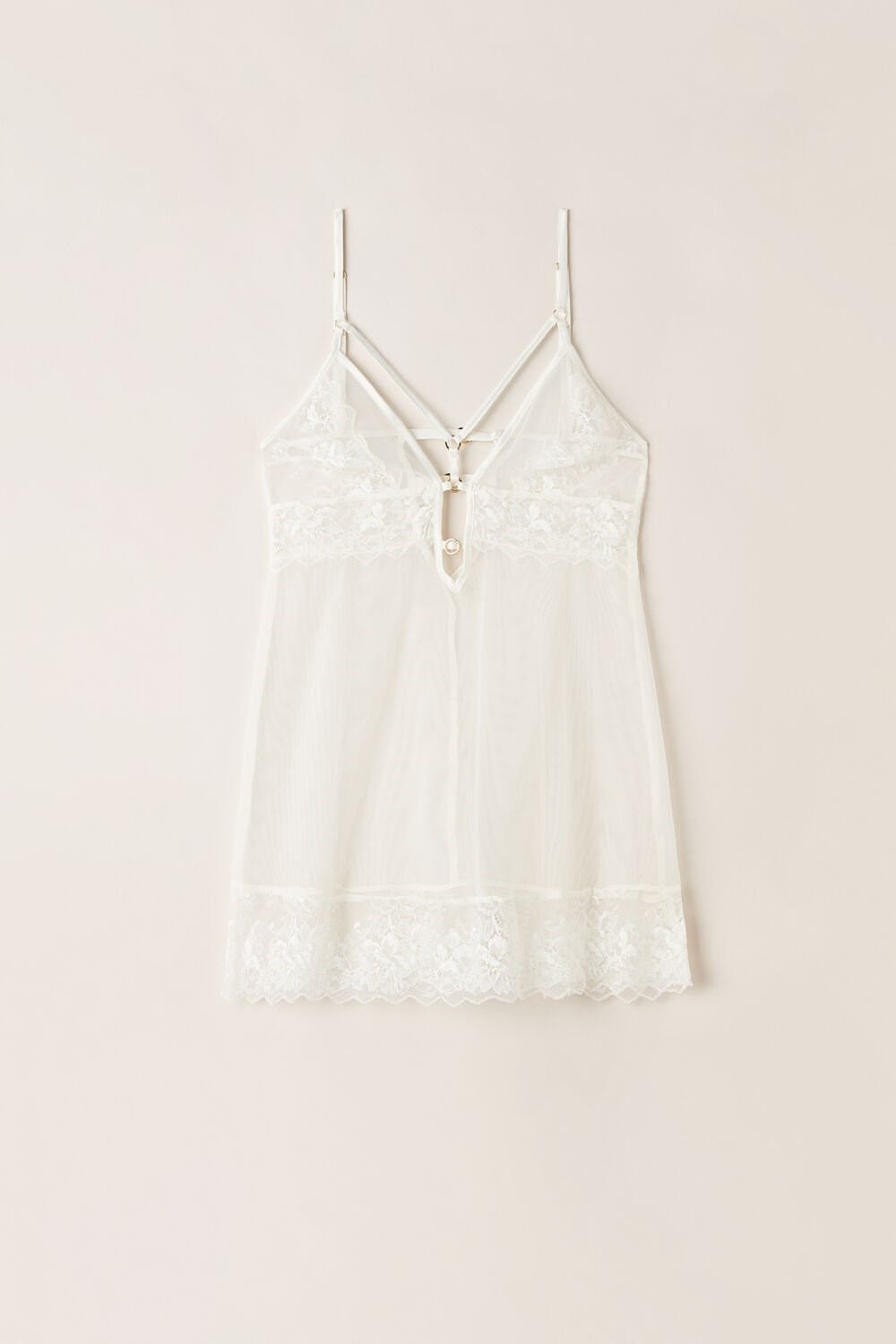 Ivory - 2127 - Talc White Intimissimi Fearless Femininity Tulle and Lace Babydoll | JLUS-25183