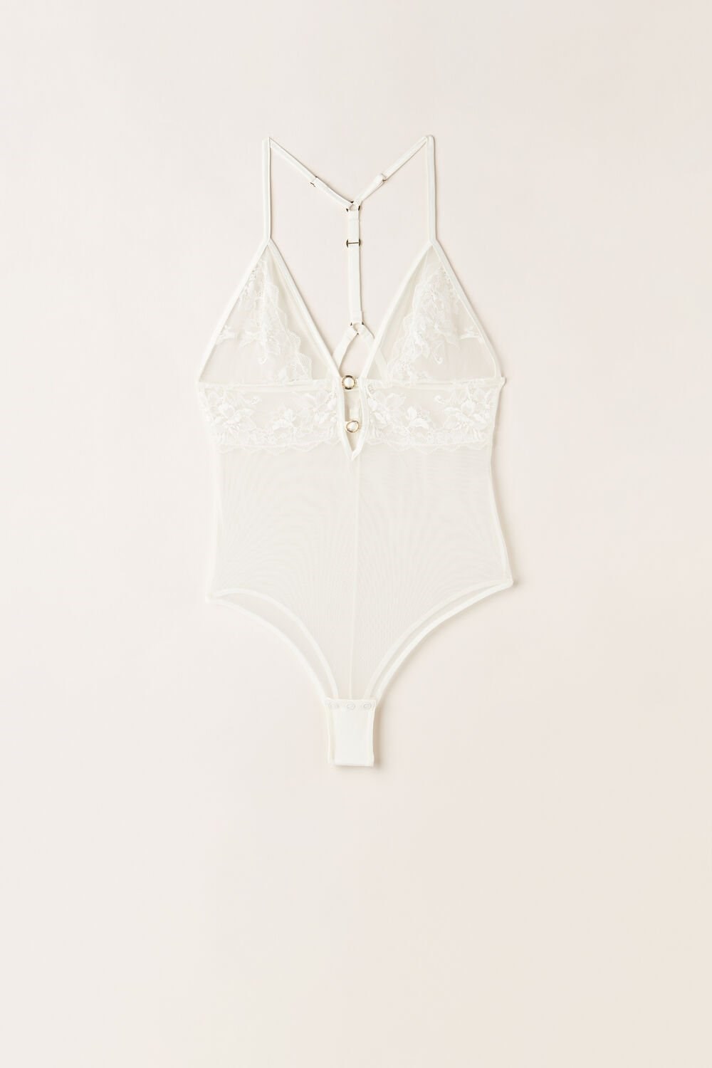 Ivory - 2127 - Talc White Intimissimi Fearless Femininity Tulle and Lace Bodysuit | RYUV-42876