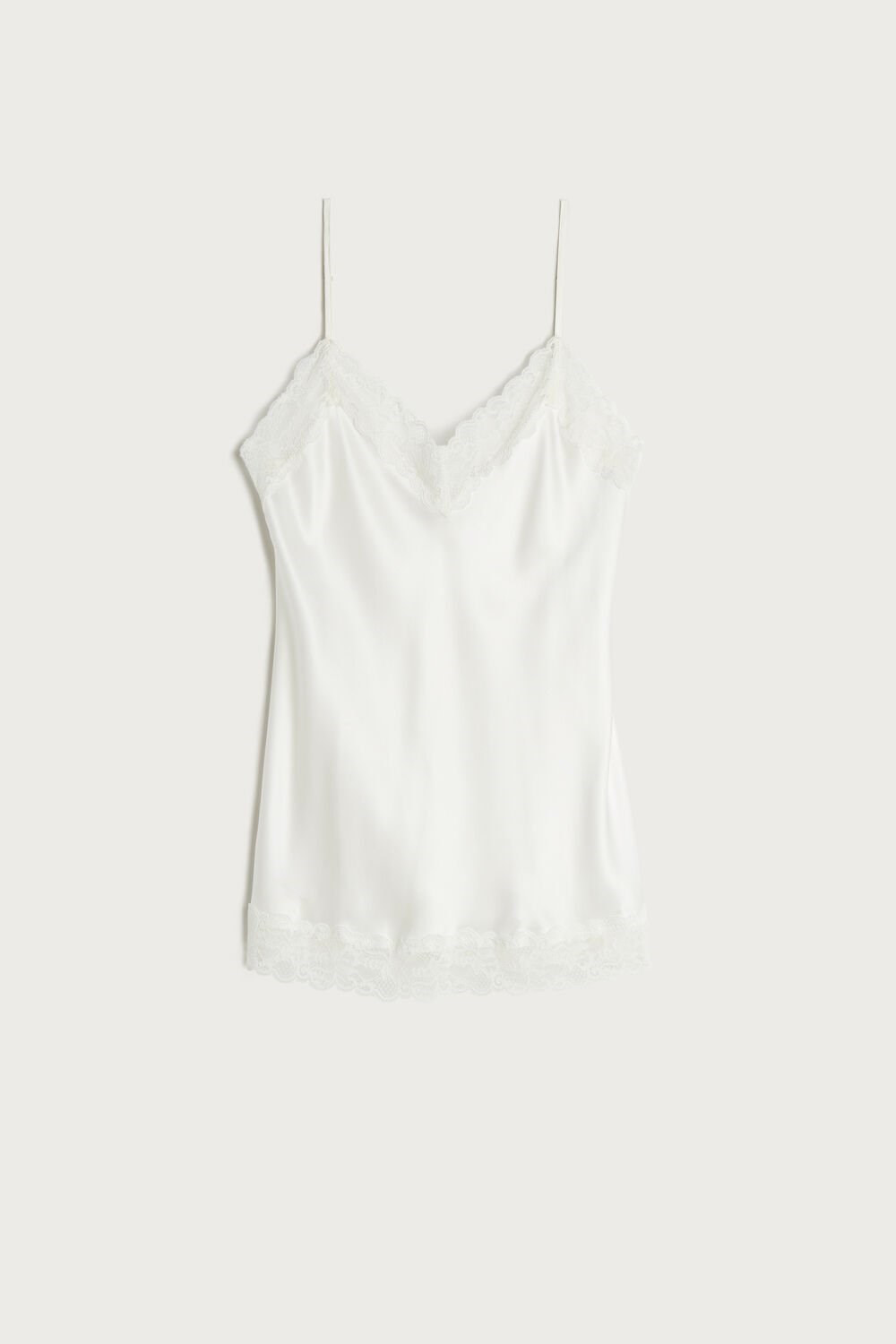 Ivory - 2127 - Talc White Intimissimi Lace and Silk Top | SDJW-46957