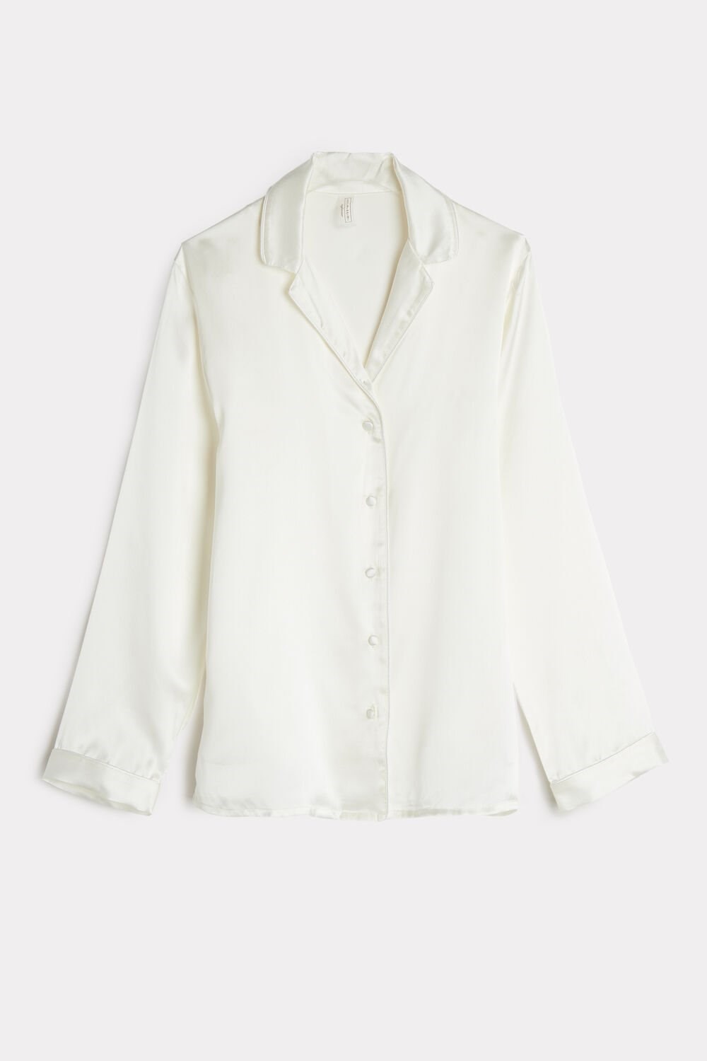 Ivory - 2127 - Talc White Intimissimi Mannish-Cut Jacket in Silk Satin | FNAK-53189