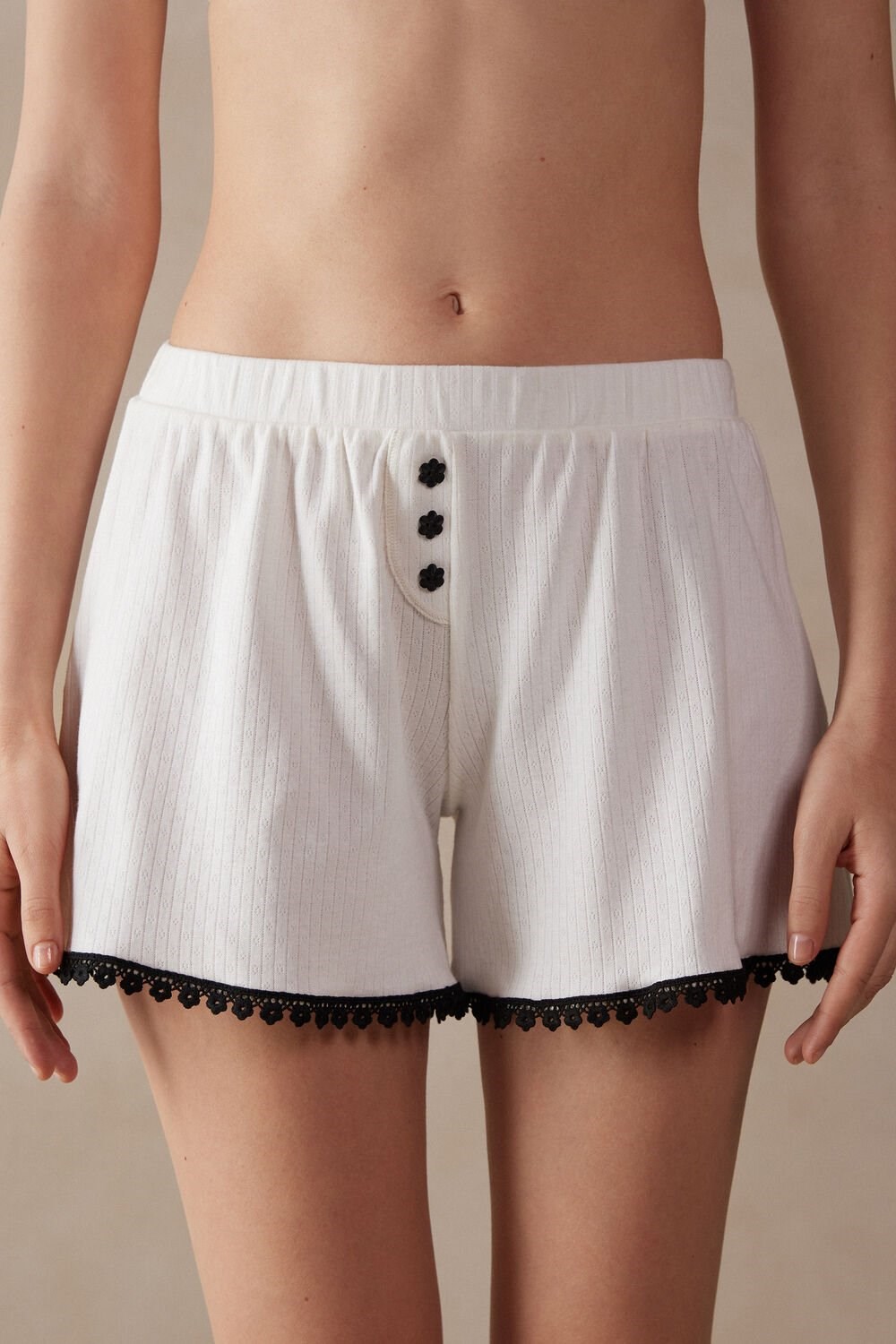 Ivory - 2127 - Talc White Intimissimi Pure Joy Cotton Shorts | HUZR-51284