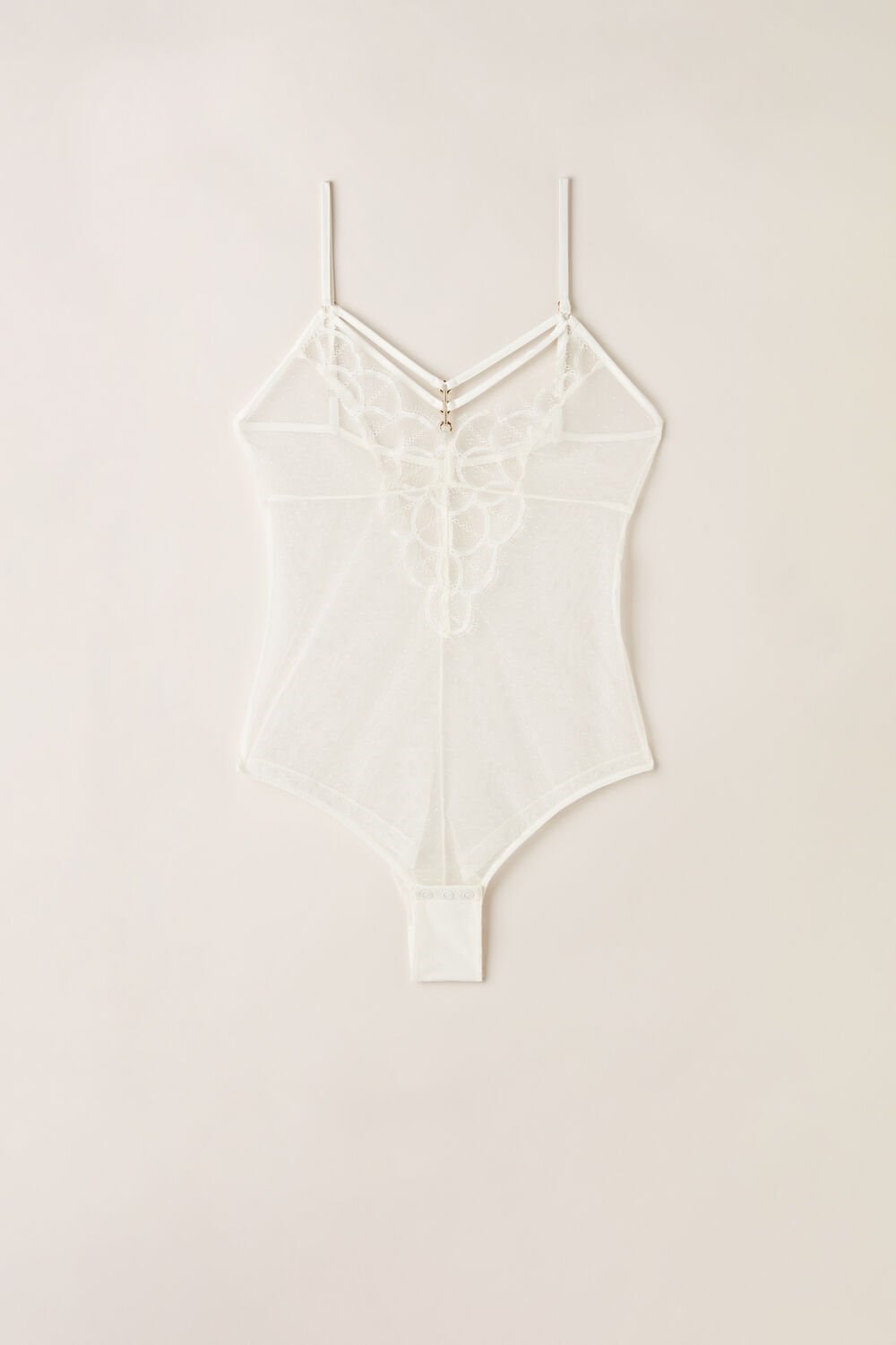 Ivory - 2127 - Talc White Intimissimi Pure Charme Tulle Bodysuit | RDCE-61497