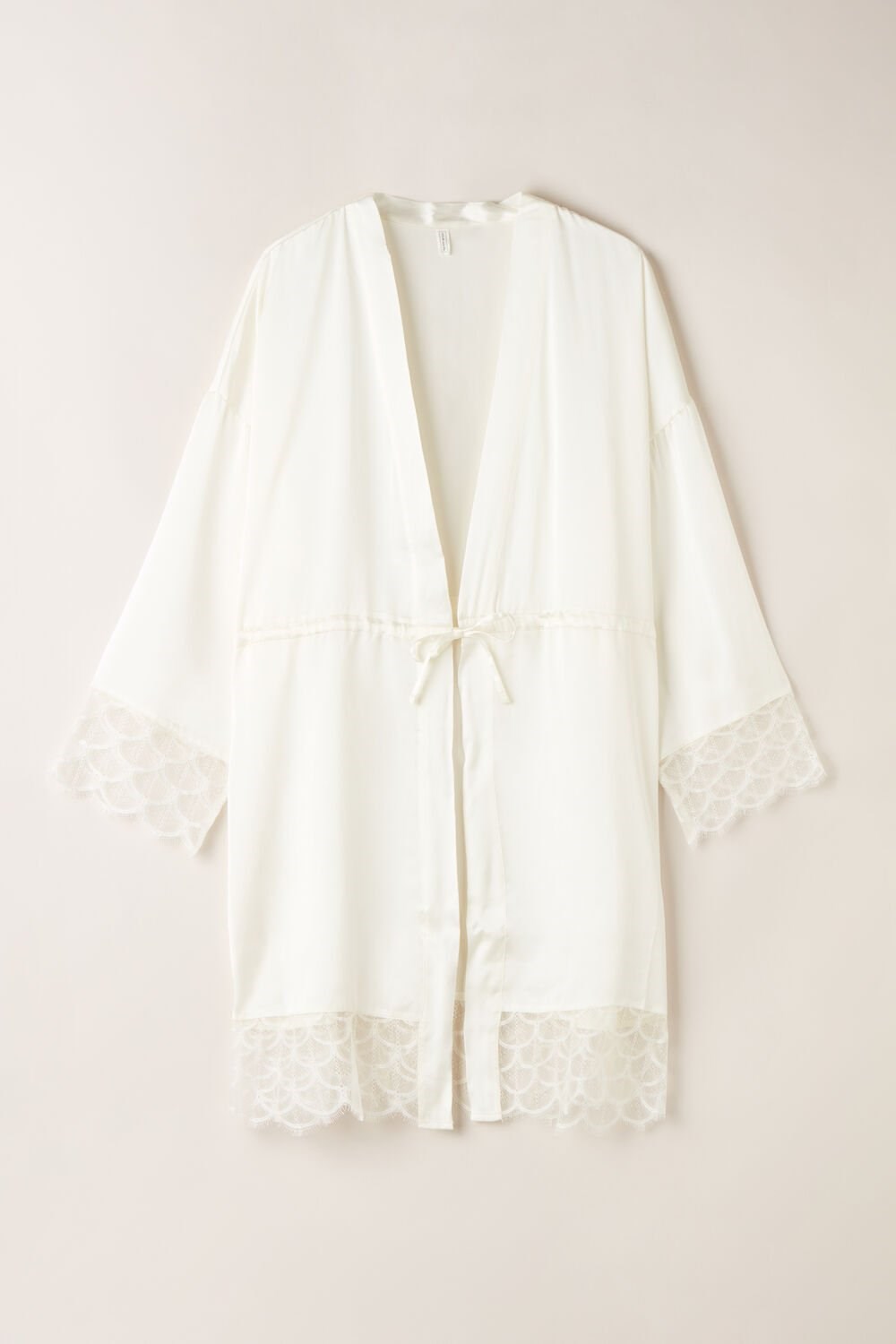 Ivory - 2127 - Talc White Intimissimi Pure Charme Silk Kimono | TBUO-73569