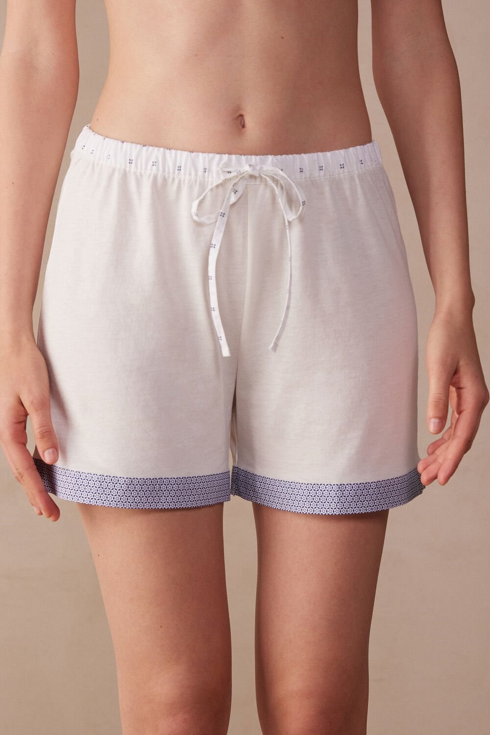 Ivory - 2127 - Talc White Intimissimi Santorini View Ultrafresh Supima® Cotton Shorts | CSVD-95423