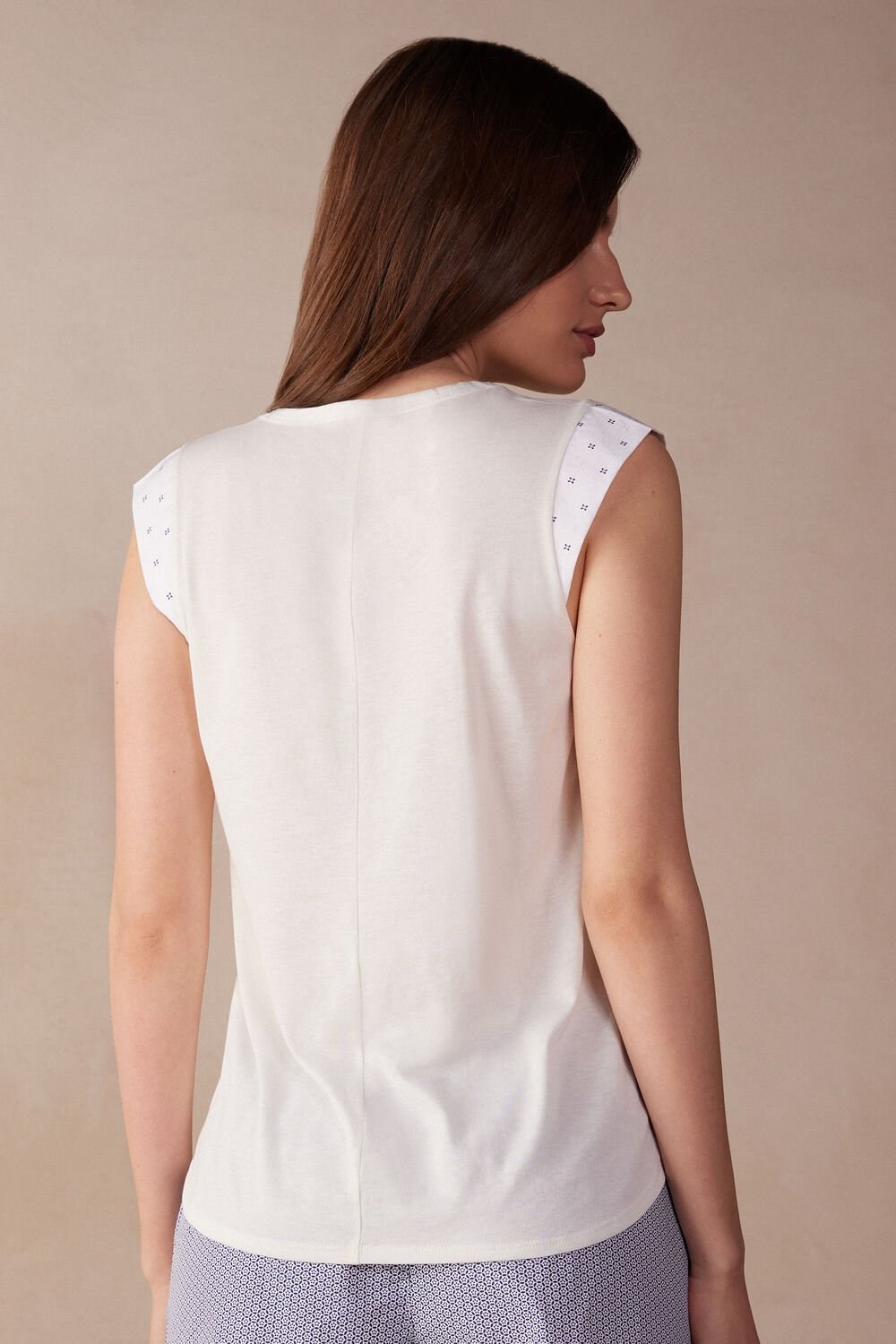 Ivory - 2127 - Talc White Intimissimi Santorini View Tank Top in Supima® Ultrafresh Cotton | FGTP-97041