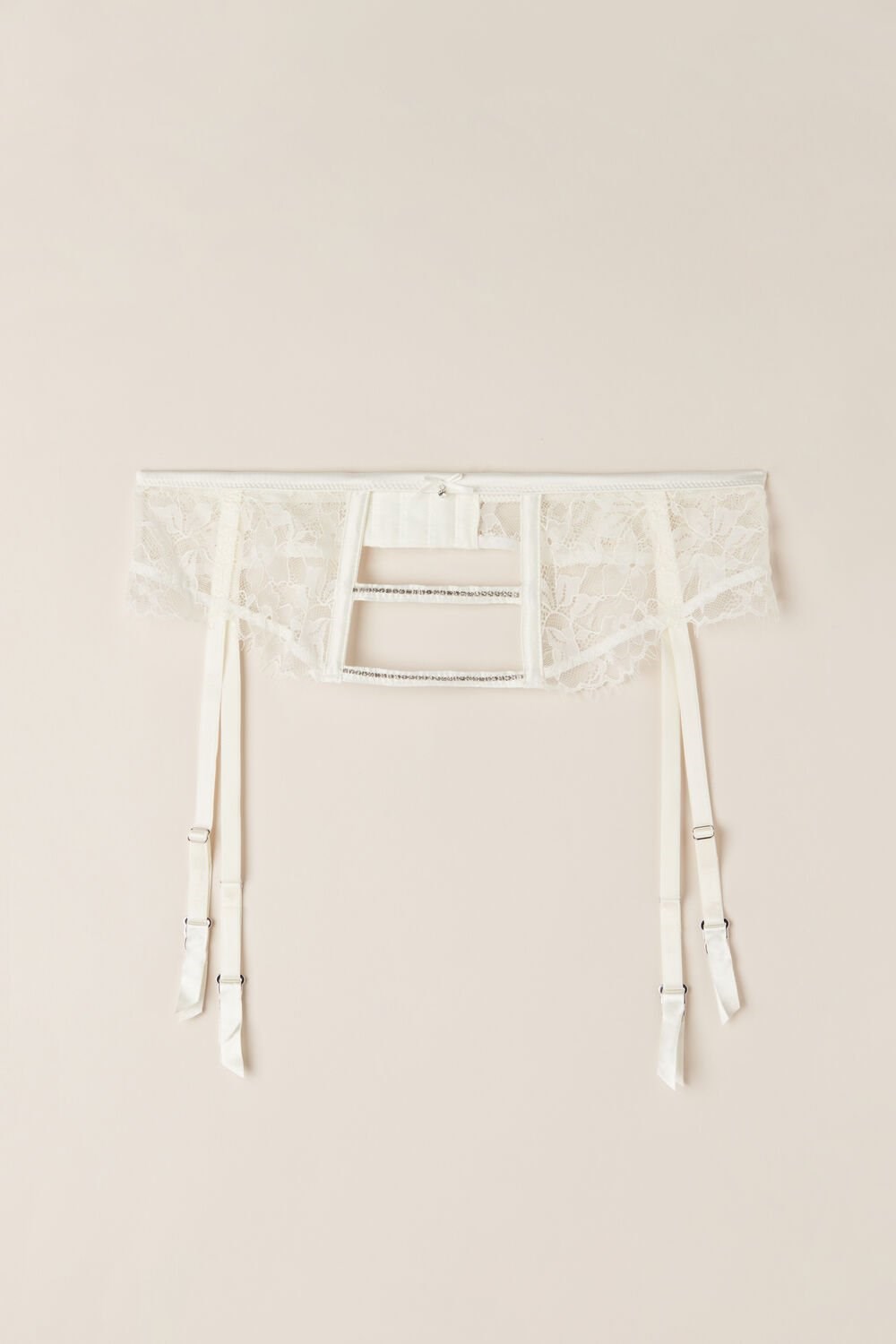 Ivory - 2127 - Talc White Intimissimi Shine High Like Stars Garter Belt | CZKL-96123