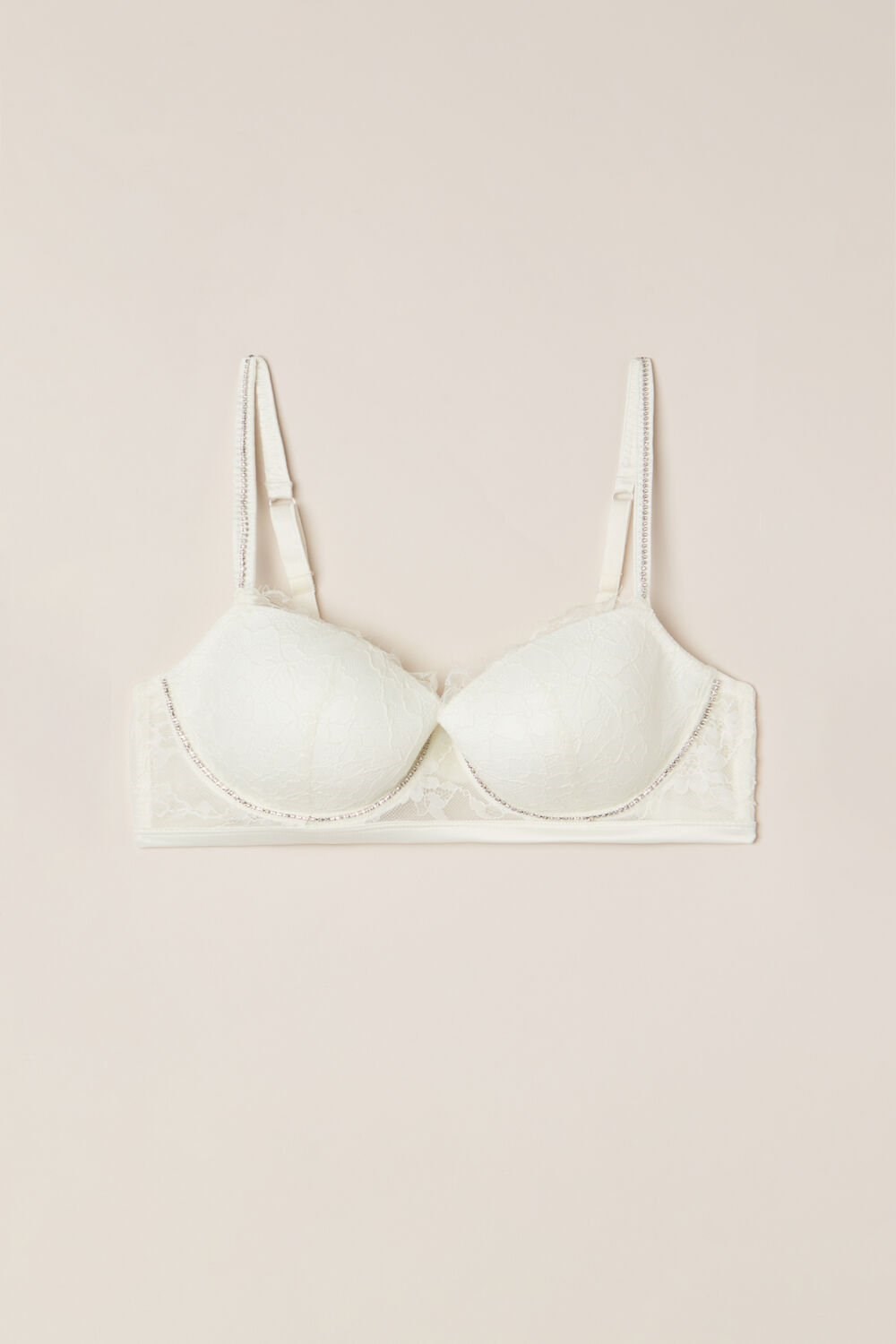 Ivory - 2127 - Talc White Intimissimi Shine High Like Stars Sofia Balconette Bra | UJHM-23946