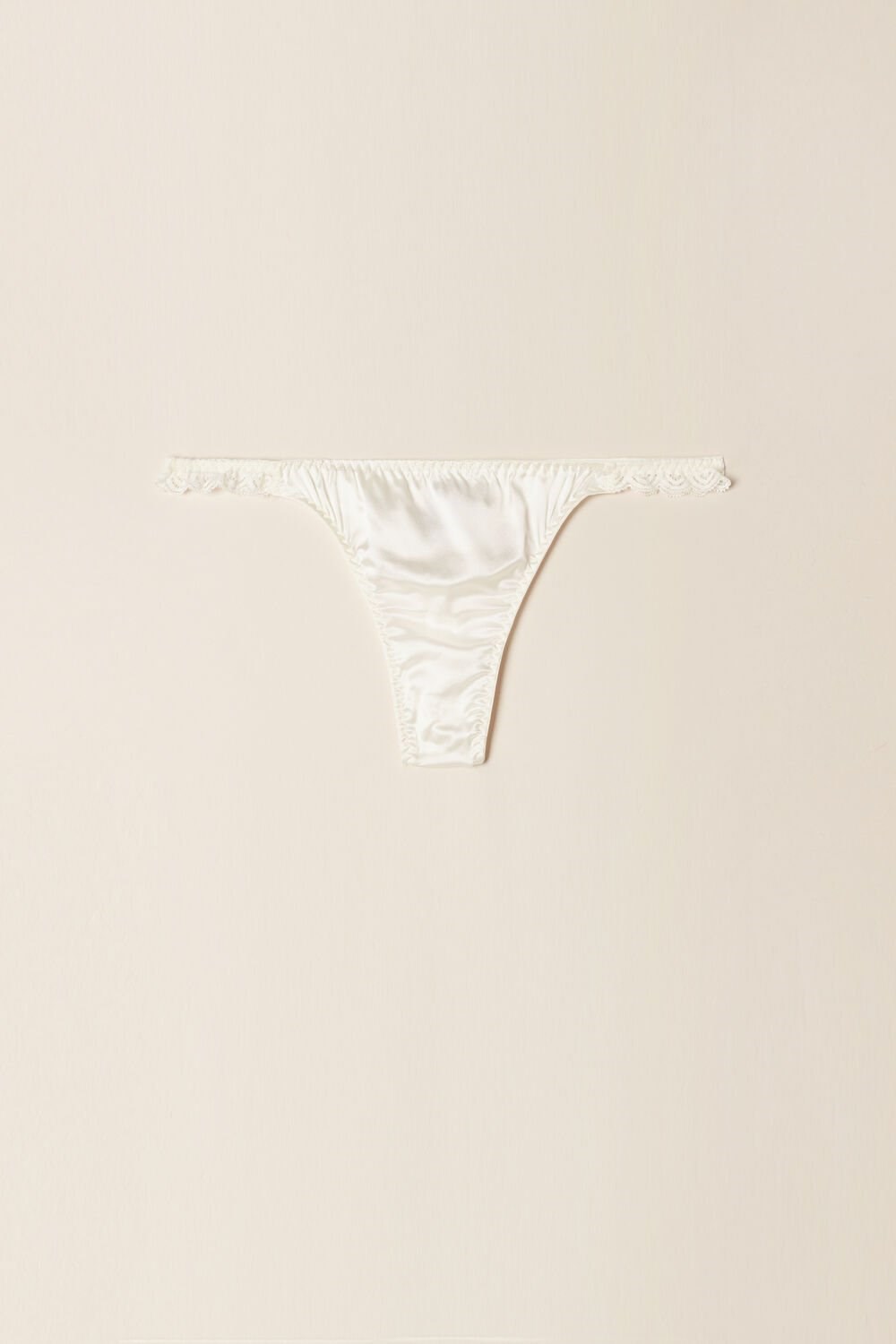 Ivory - 2127 - Talc White Intimissimi Silk and Lace G-String | BCXR-74526