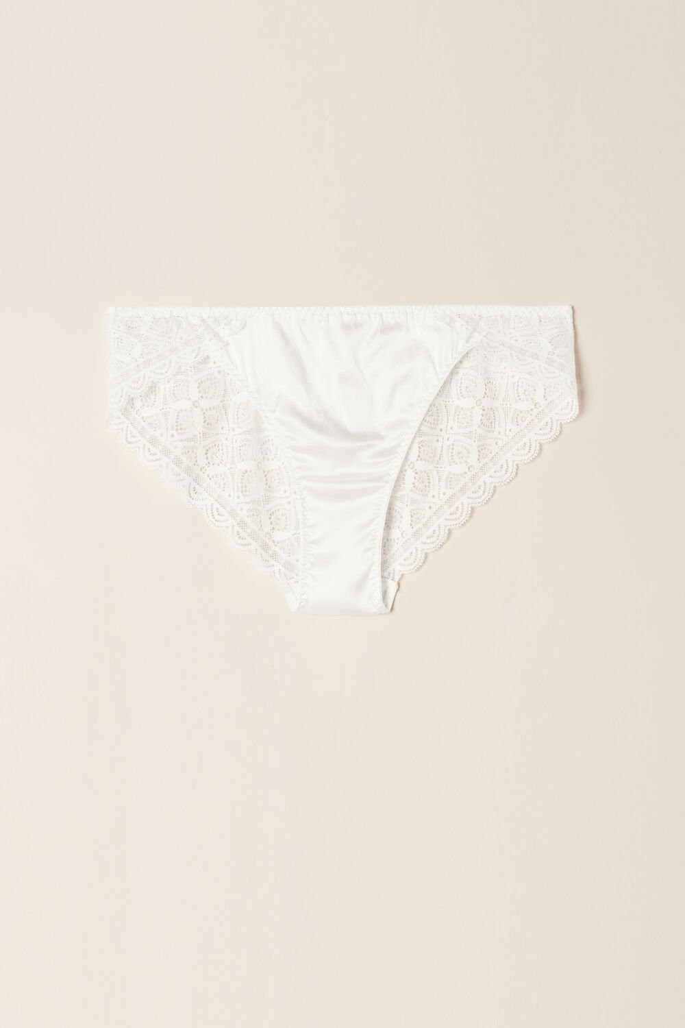 Ivory - 2127 - Talc White Intimissimi Silk and Lace Briefs | DUEL-52438