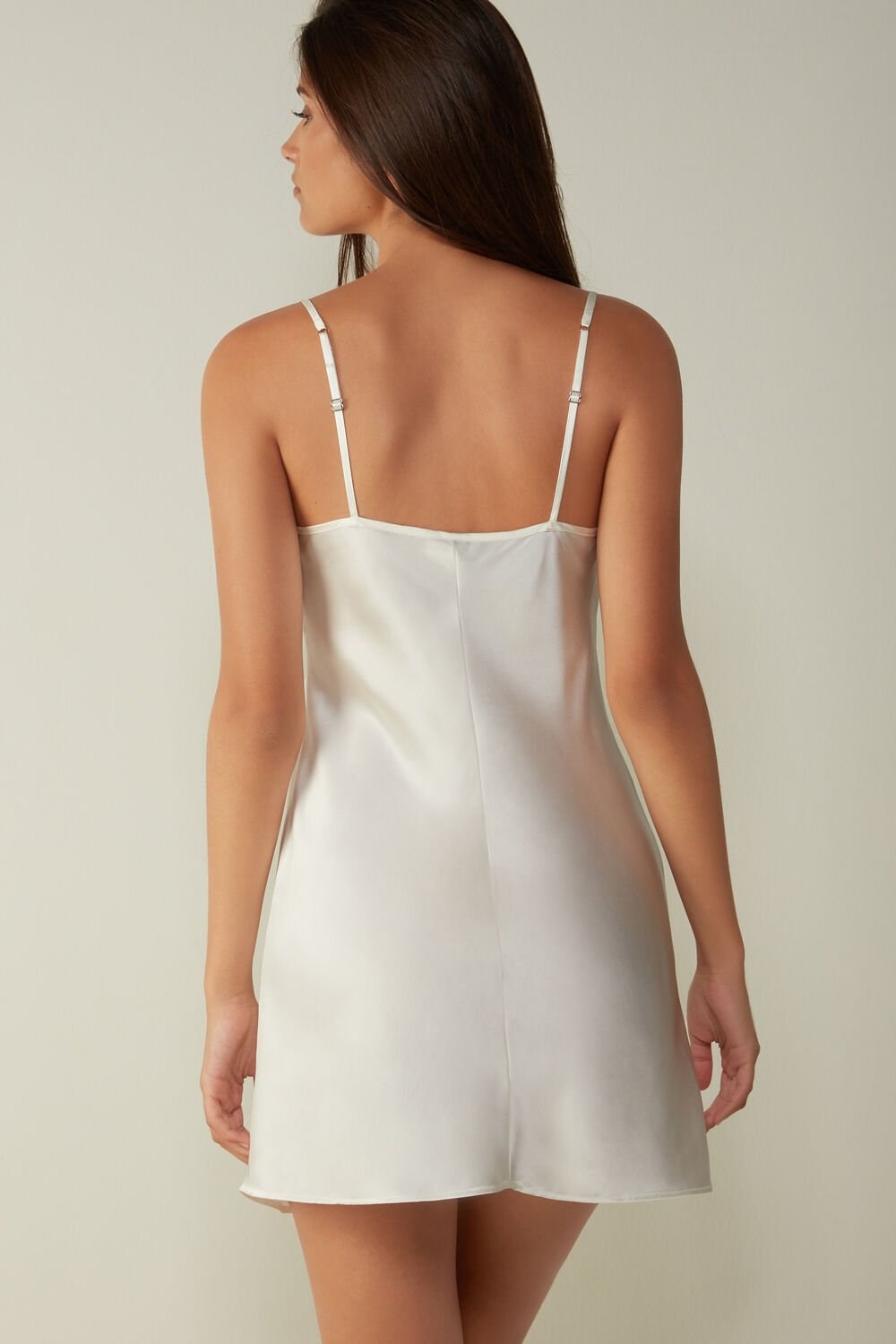 Ivory - 2127 - Talc White Intimissimi Silk Slip | QKDW-69823