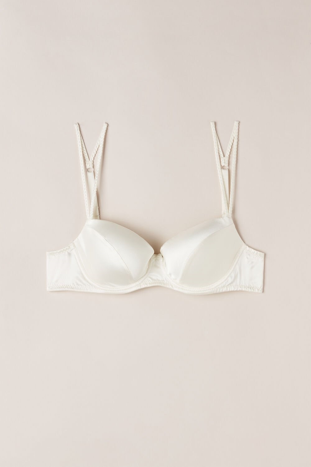 Ivory - 2127 - Talc White Intimissimi Sofia Balconette Bra in Silk | DACM-75618