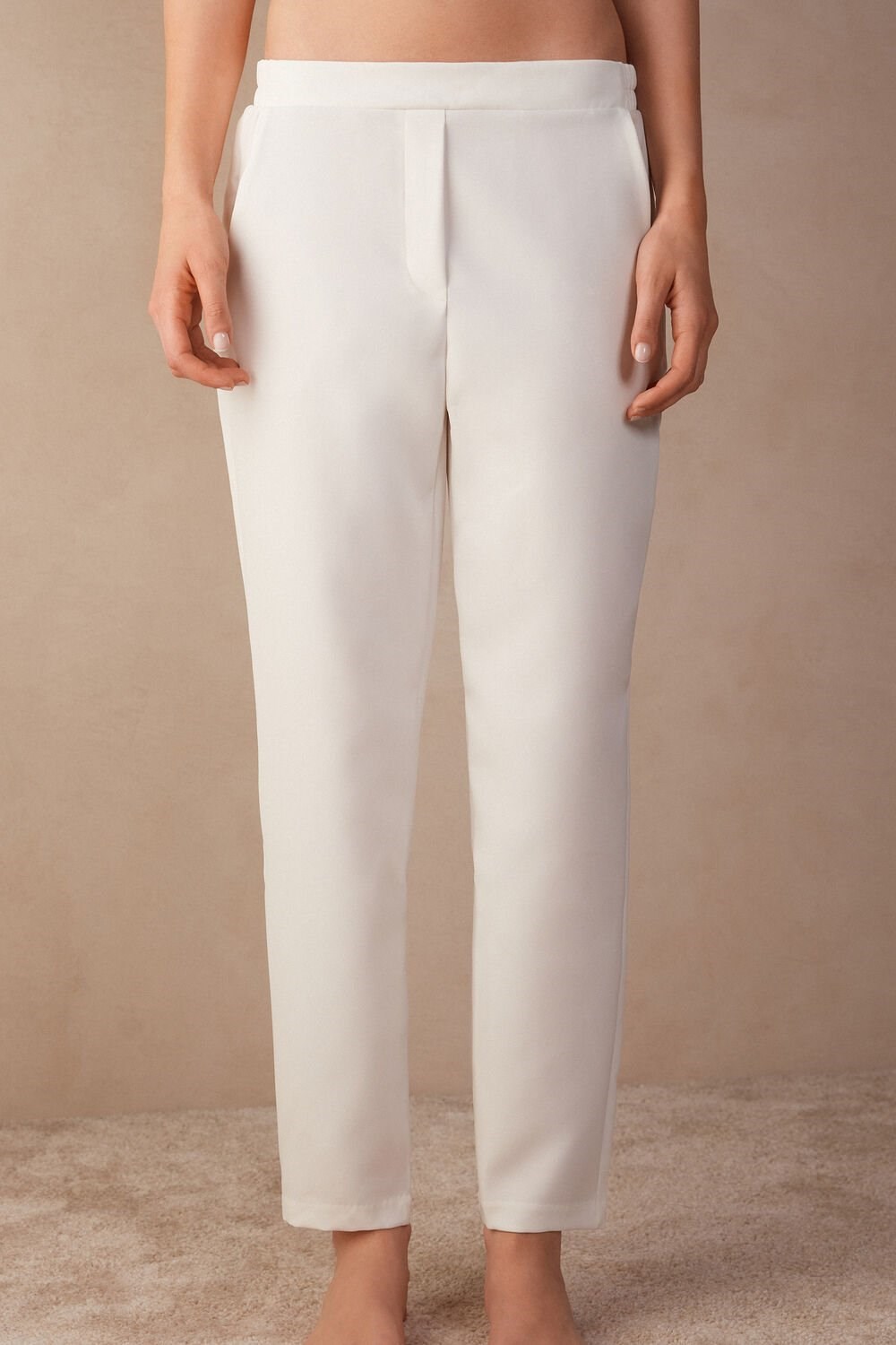 Ivory - 2127 - Talc White Intimissimi Trousers with Pockets | WKOL-24637