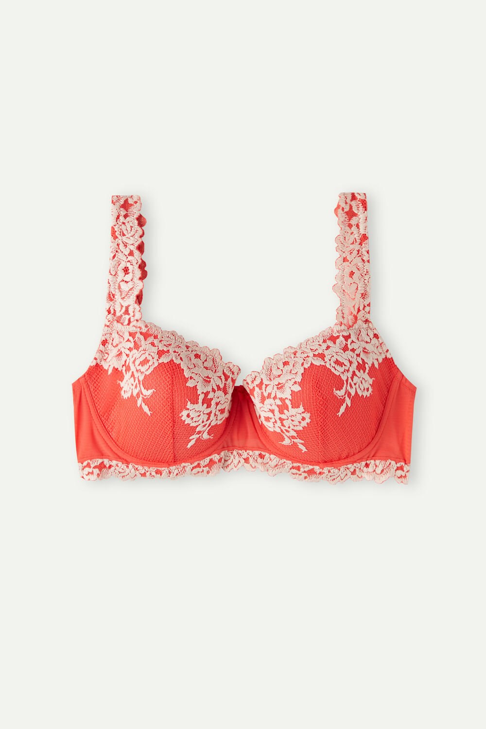 Ivory - 216j - Flame Scarlet / Ivory Intimissimi Pretty Flowers Sofia Balconette Bra | BEWL-18602