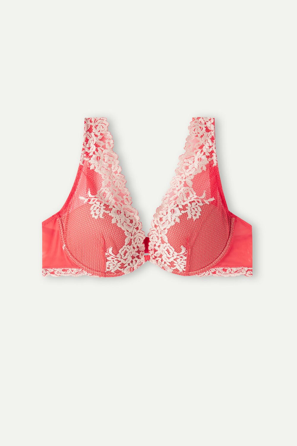 Ivory - 216j - Flame Scarlet / Ivory Intimissimi Pretty Flowers Elena Balconette Bra | ZCGF-54673