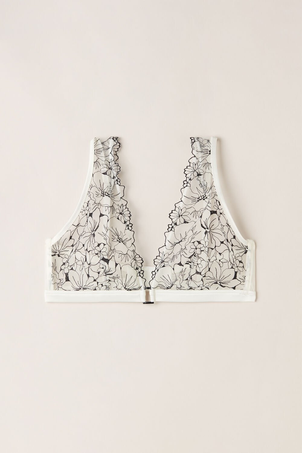 Ivory - 4718 - Talc White / Black Intimissimi Pure Joy Triangle Bra | HRAM-84270