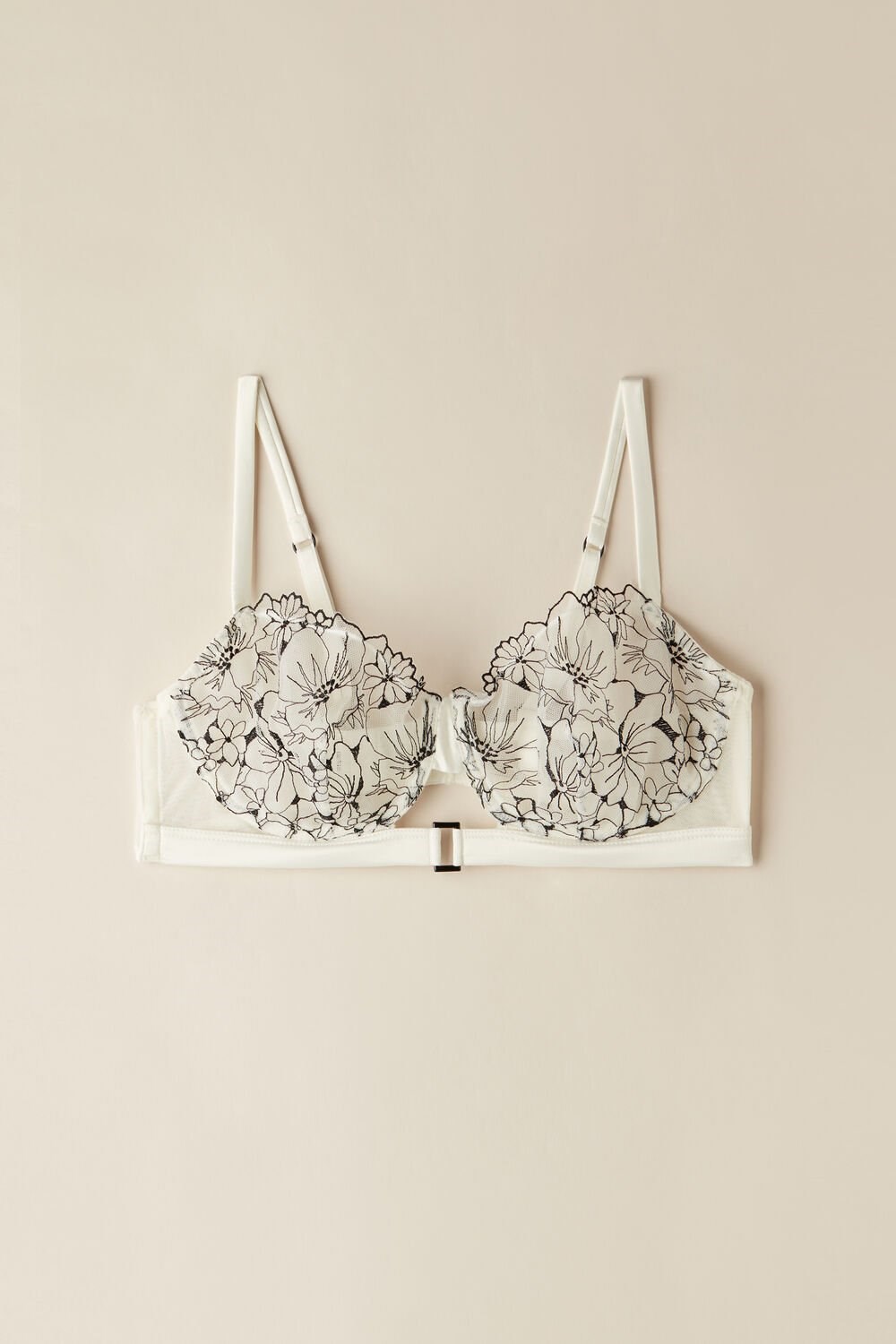 Ivory - 4718 - Talc White / Black Intimissimi Pure Joy Daniela Balconette Bra | KIBD-47325