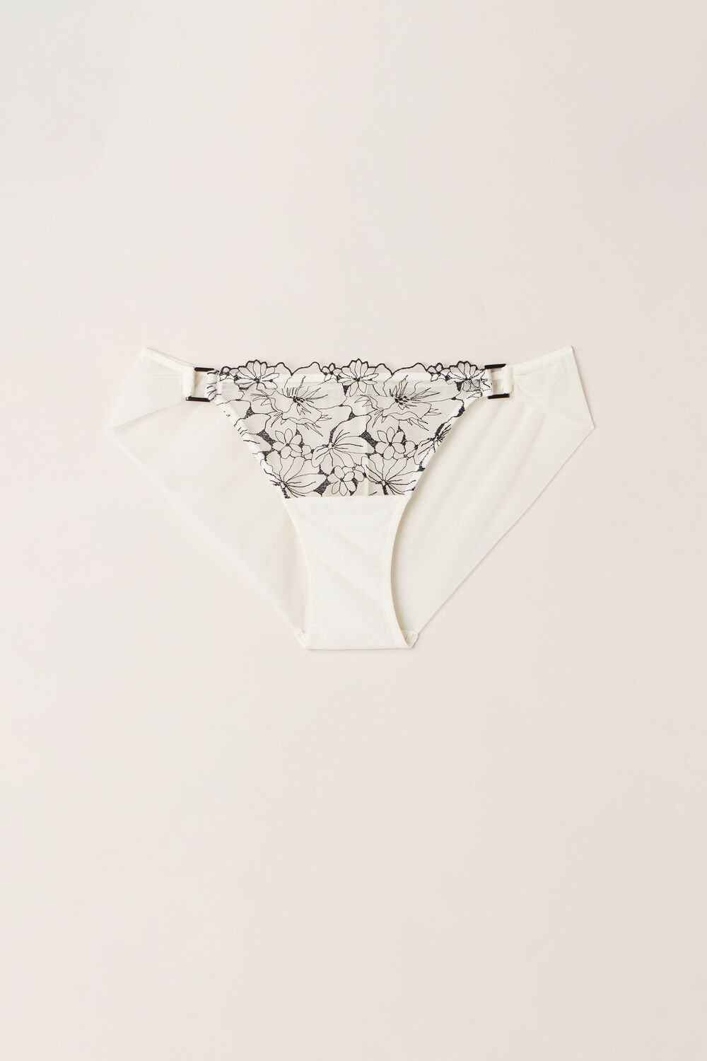 Ivory - 4718 - Talc White / Black Intimissimi Pure Joy Panties | WTEG-72195