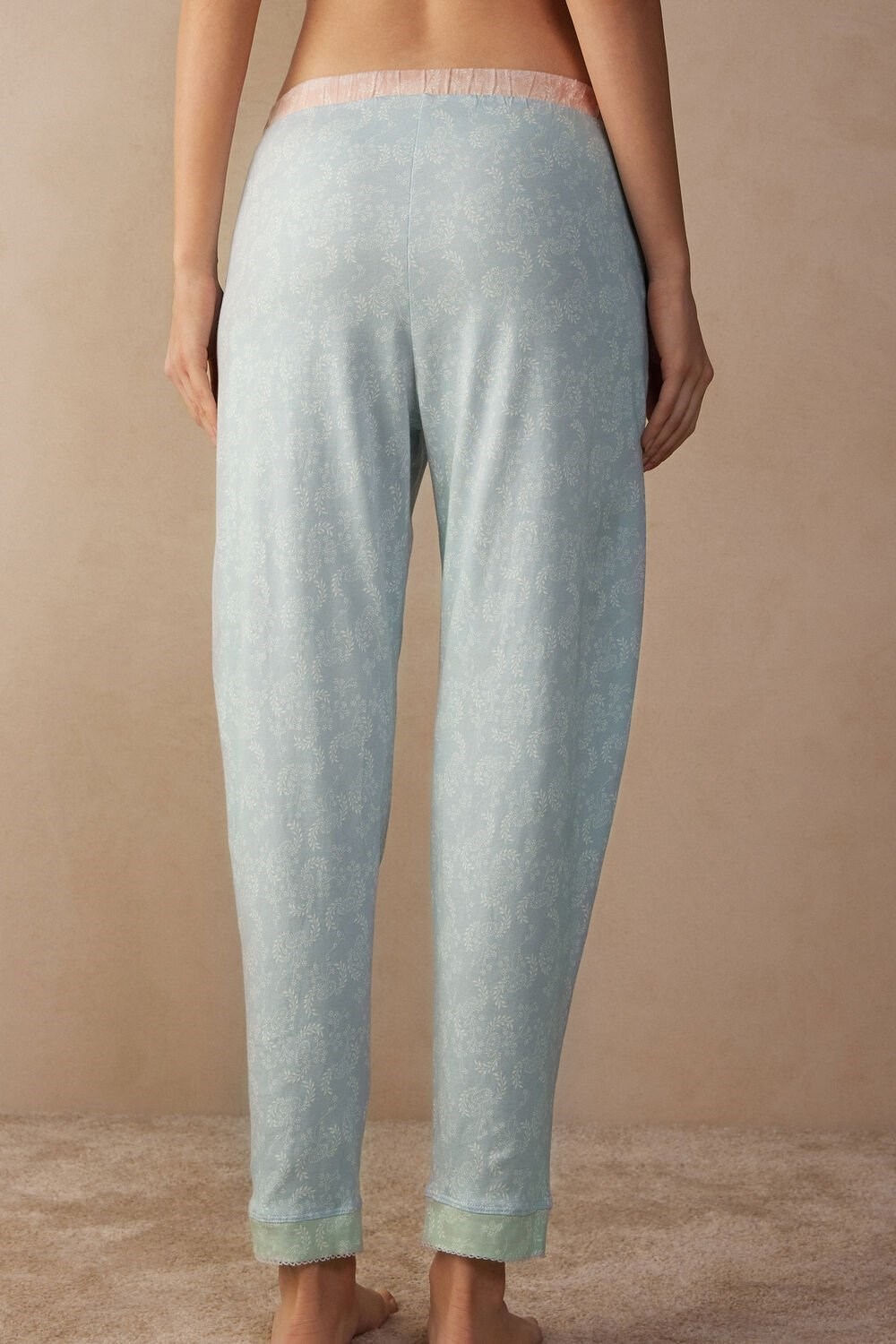 Light Blue - 226j - Romantic Cashmere Print Intimissimi Romantic Cashmere Full Length Cotton Pants | BFXC-65892